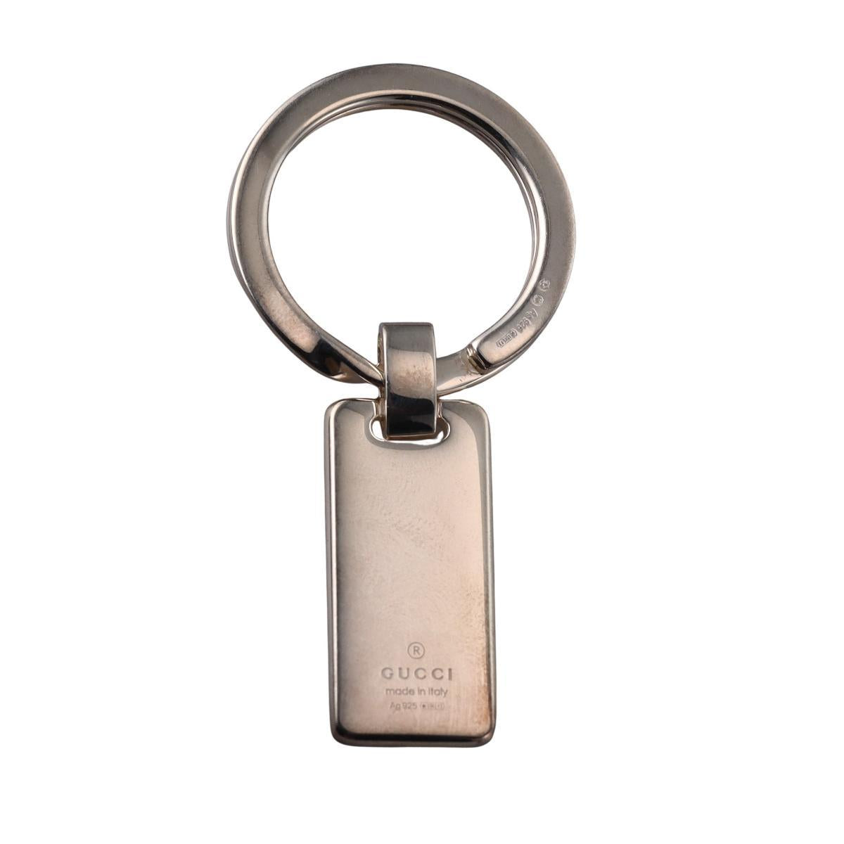Gucci Signature GG Engraved Sterling Silver Key Ring