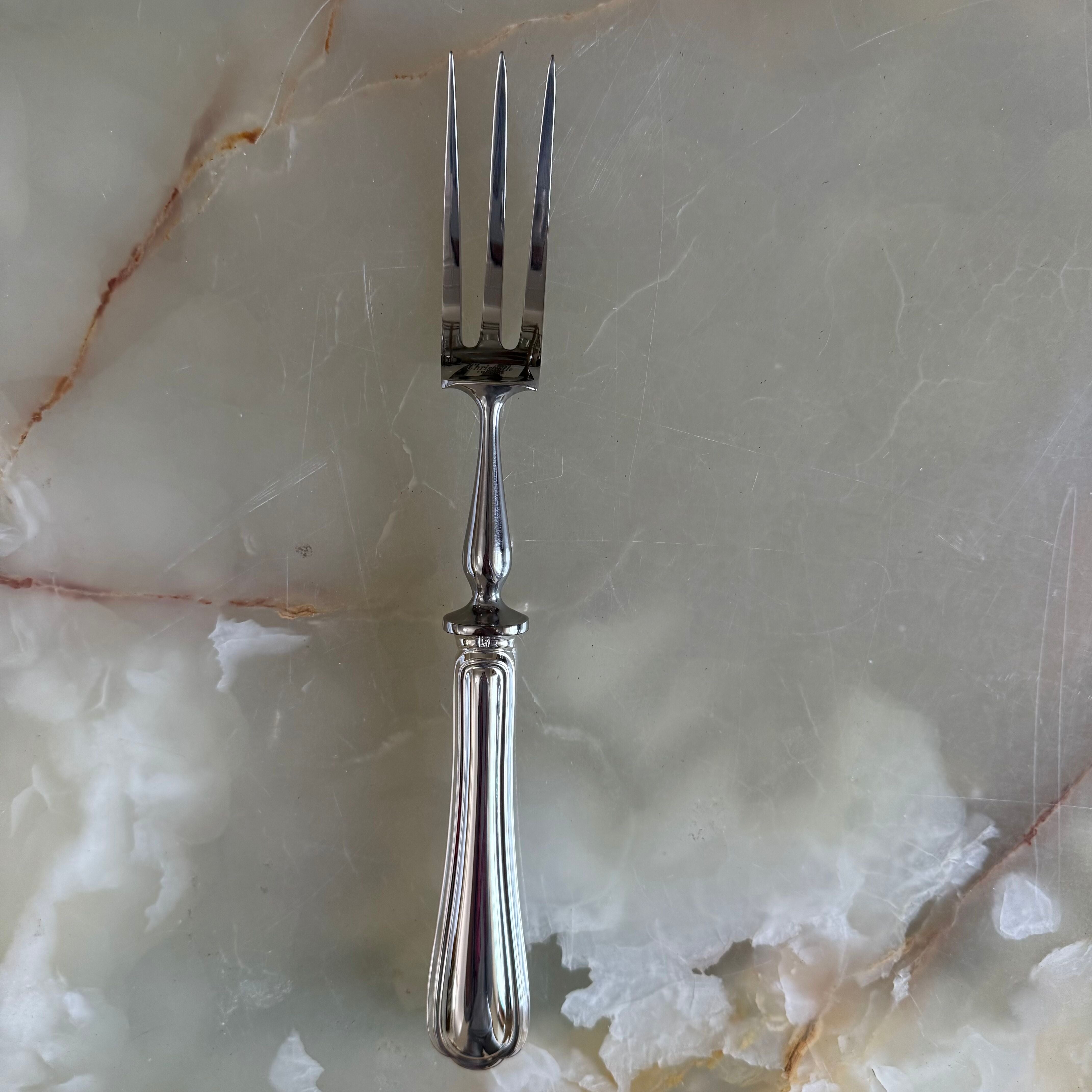 Christofle Spatours Silver Plated Carving Knife Fork Set 0012064-0012085