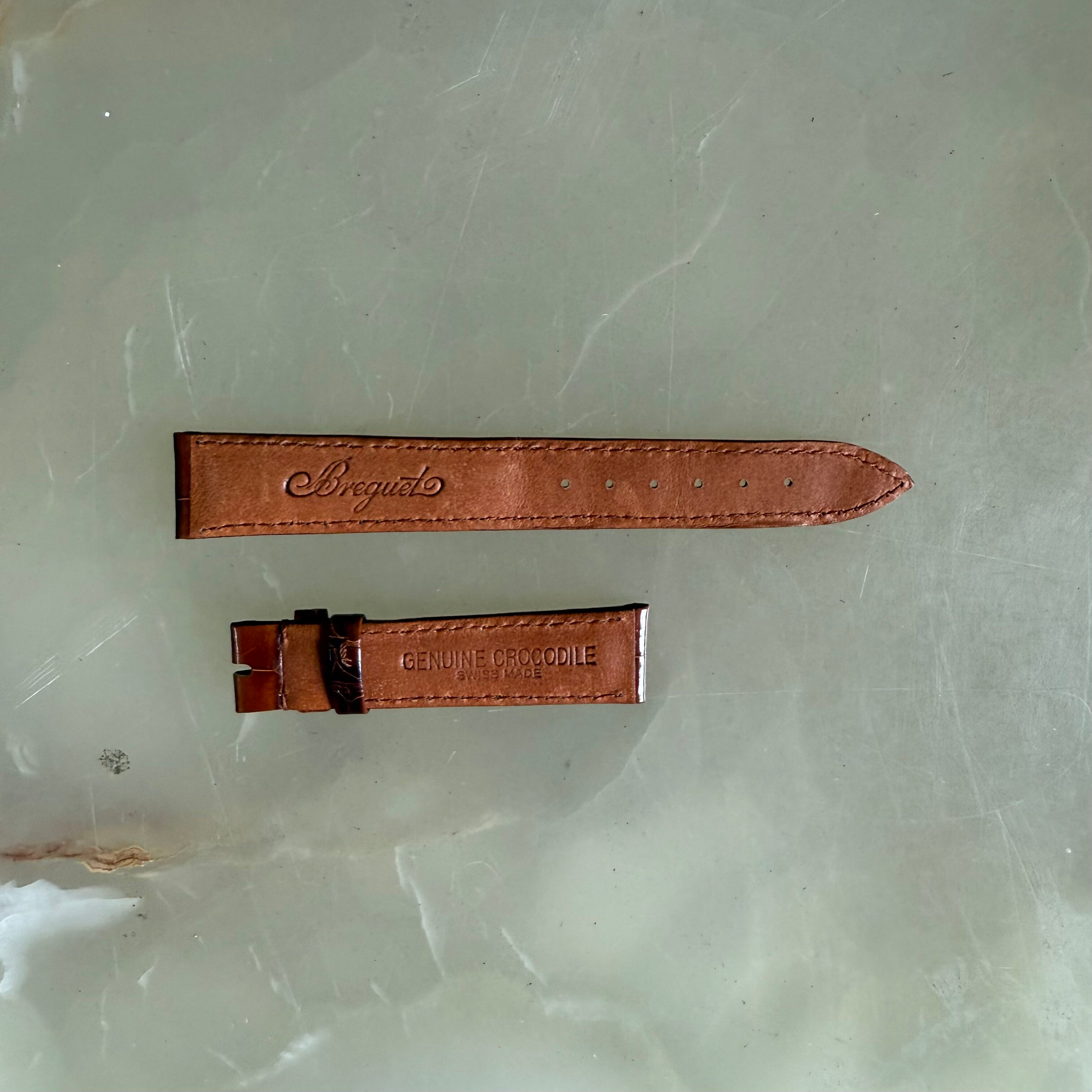 Authentic Breguet Brown Crocodile Watch Strap Band 17mm Padded & Stitched