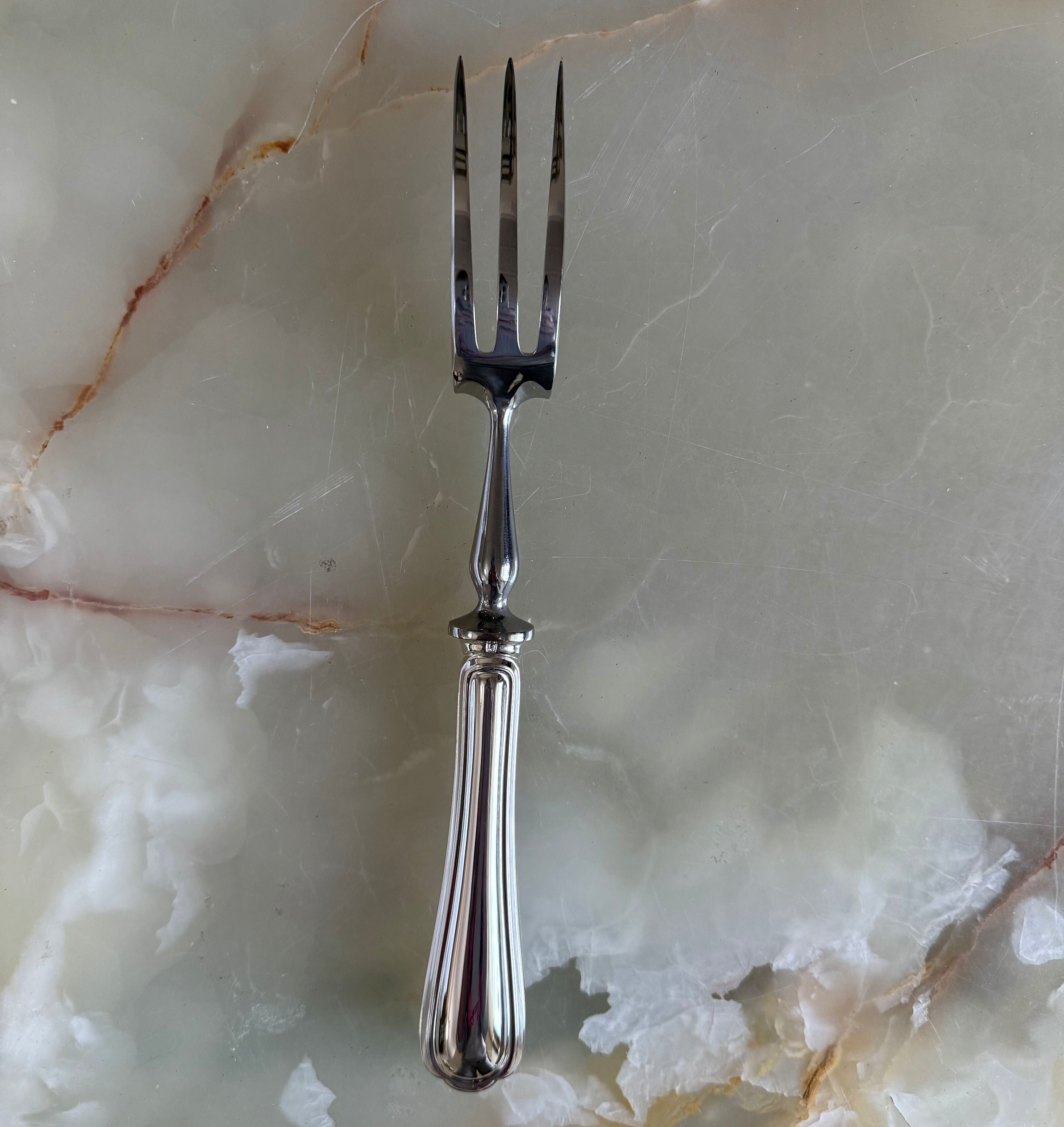 Christofle Spatours Silver Plated Carving Knife Fork Set 0012064-0012085