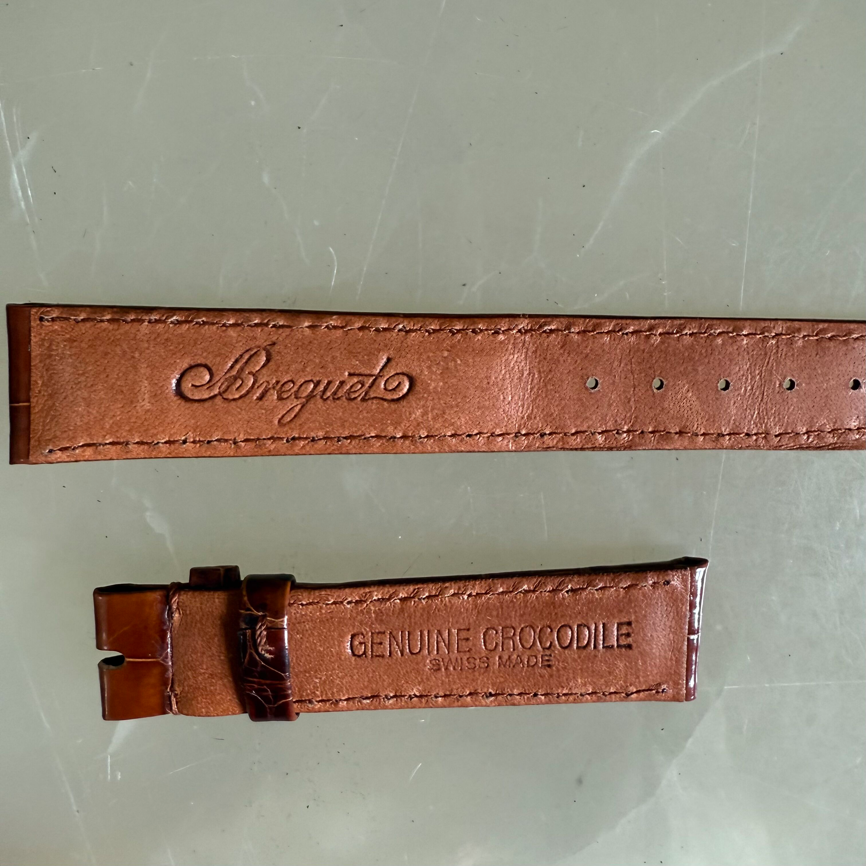 Authentic Breguet Brown Crocodile Watch Strap Band 17mm Padded & Stitched