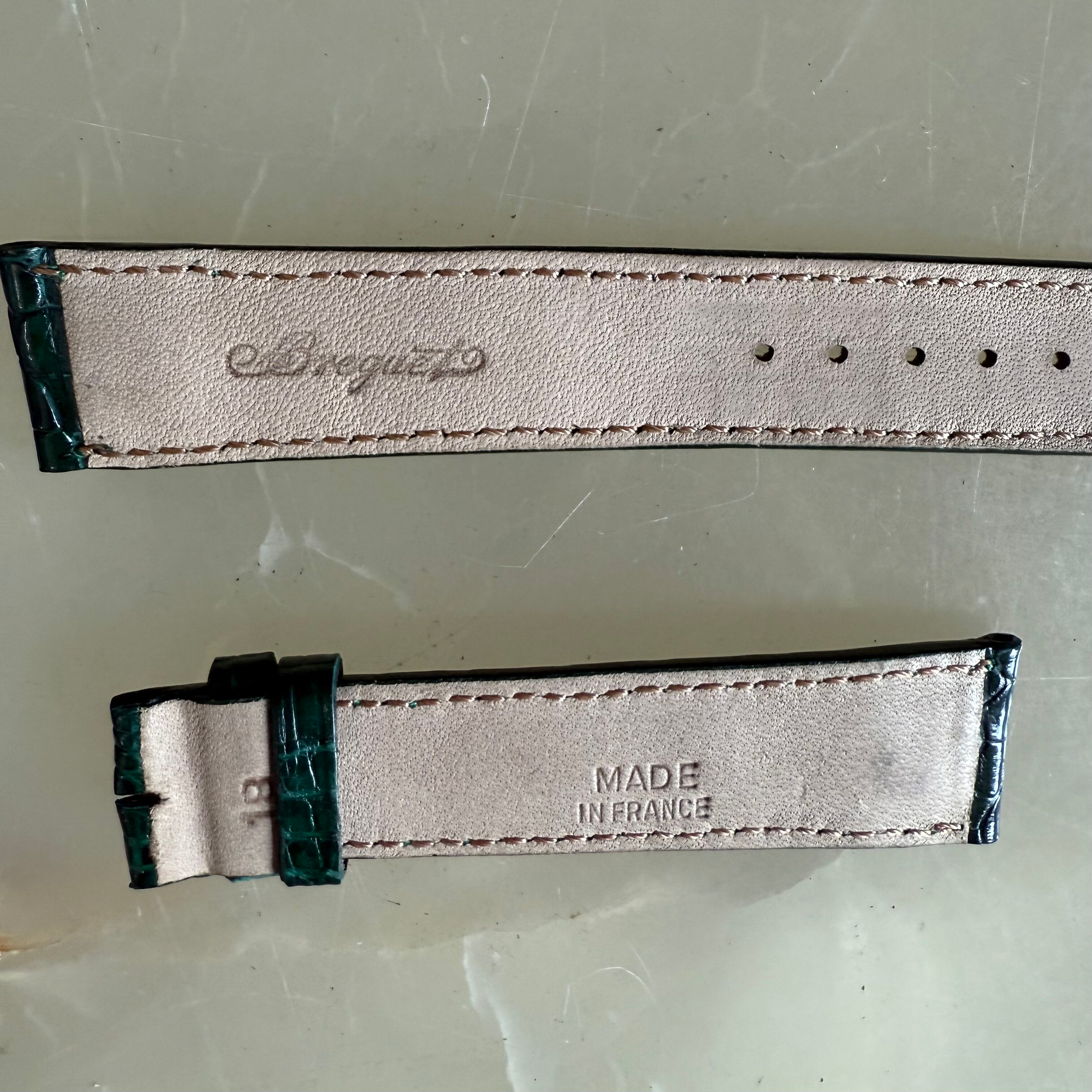 Authentic Breguet Green Crocodile Watch Strap Band 18.5mm Padded & Stitched