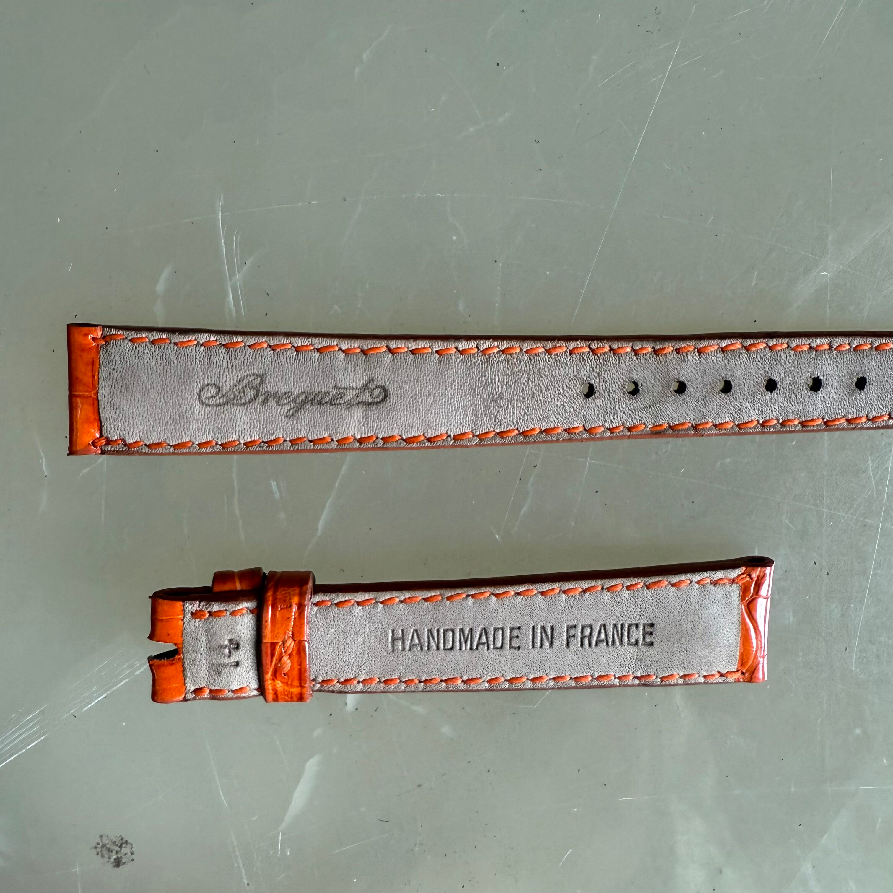 Authentic Breguet Orange Crocodile Watch Strap Band 15mm Padded & Stitched