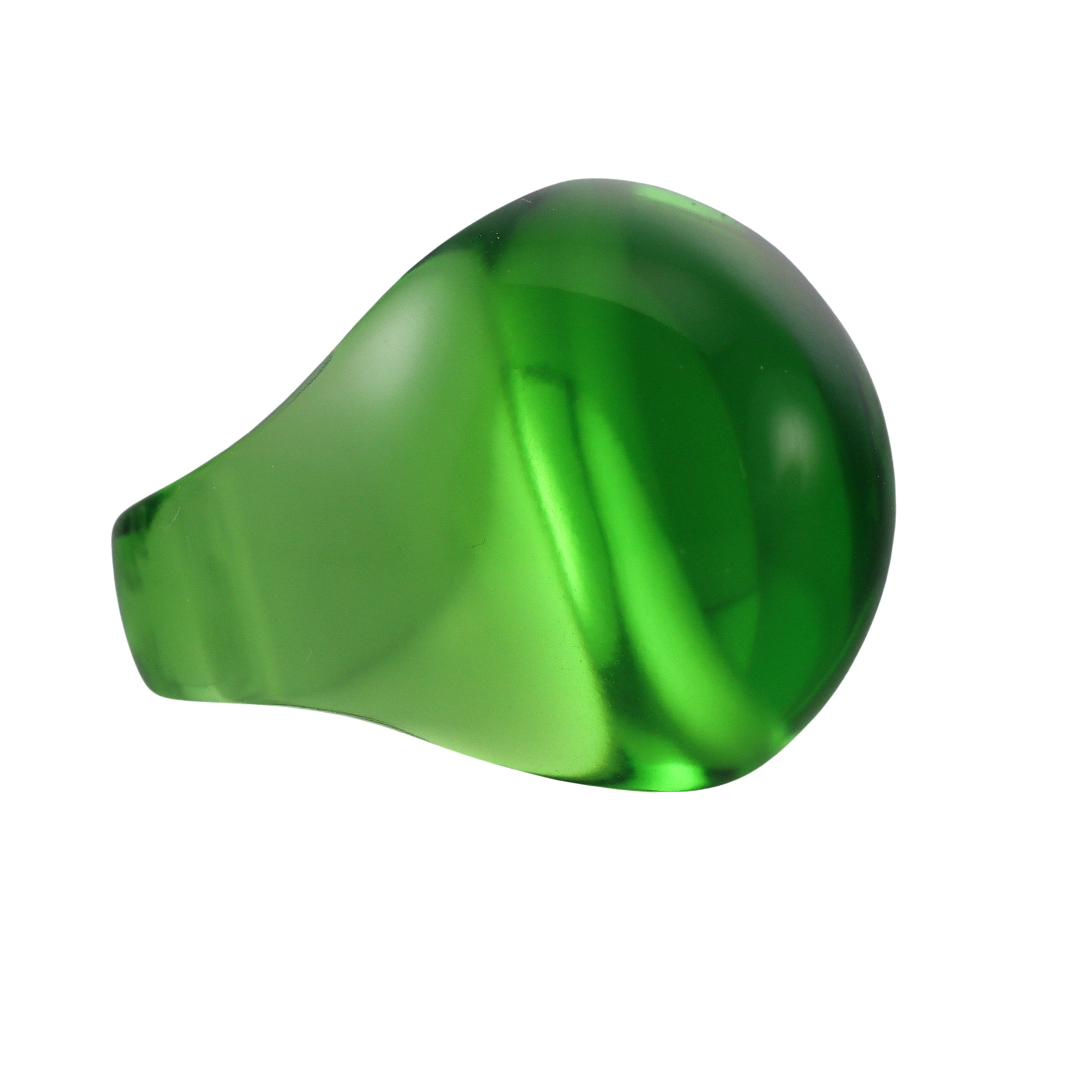 Lalique Cabochon Signet Green Crystal Ring 047481