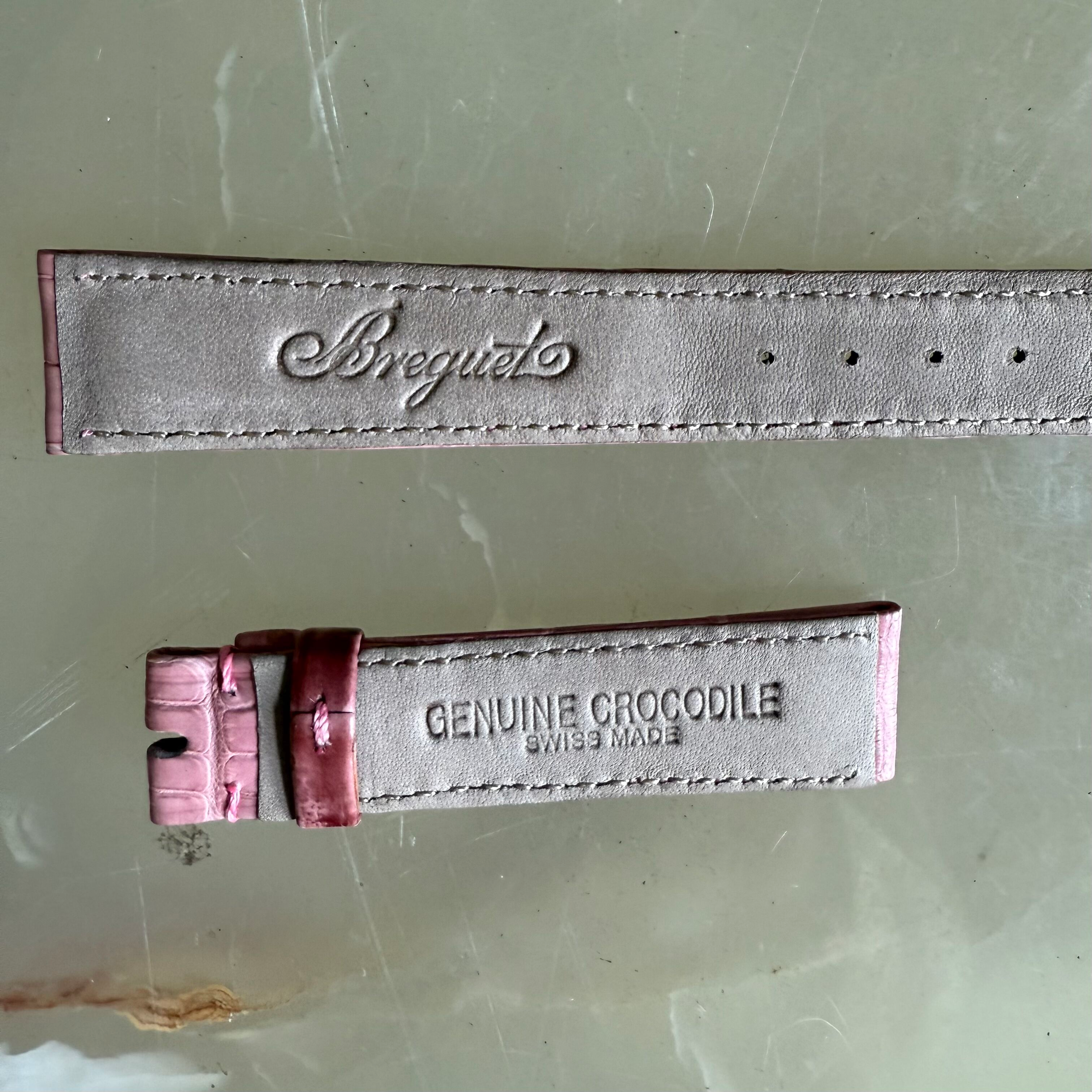 Authentic Breguet Pink Crocodile Watch Strap Band 16mm Padded & Stitched
