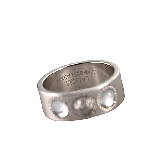 Lalique Petillante Bubbly Sterling Silver Diamond Crystal Band Ring 10145500