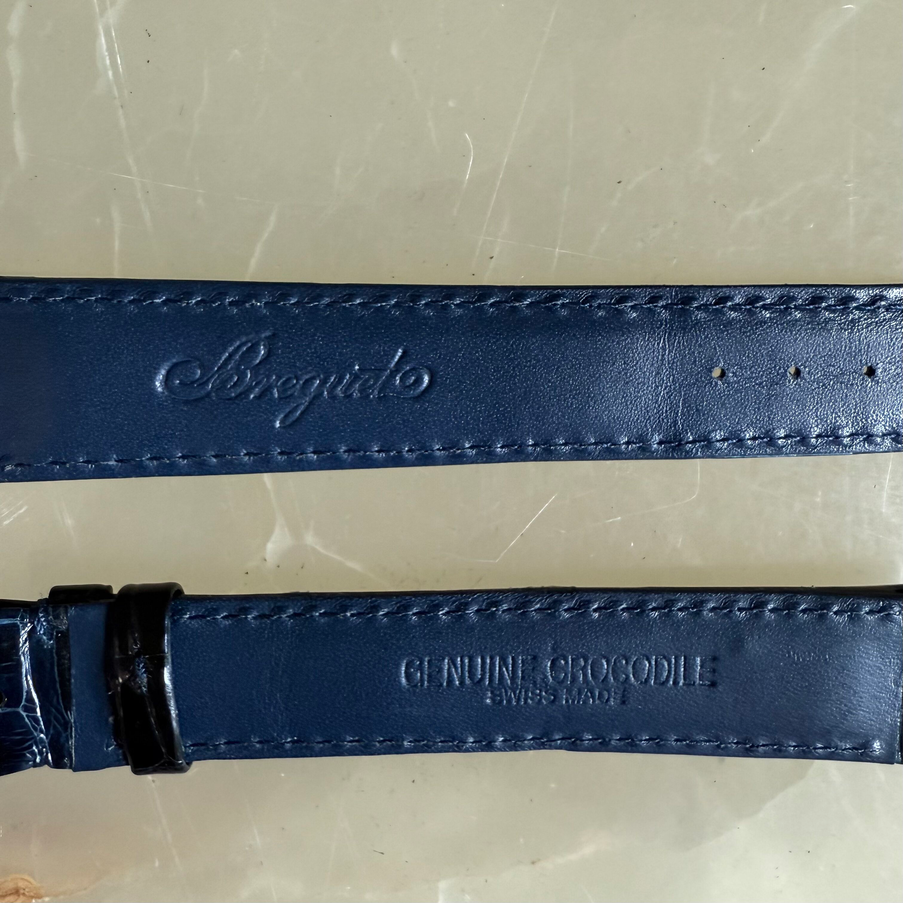 Authentic Breguet Blue Crocodile Watch Strap Band 18.5mm Padded & Stitched