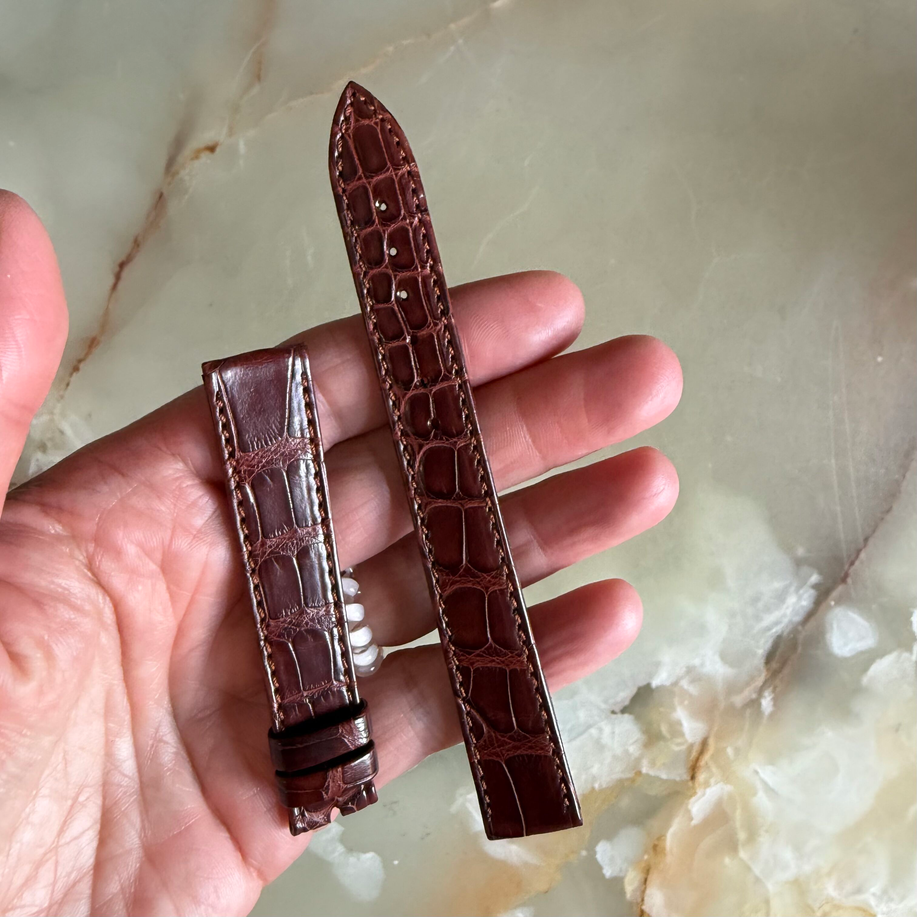 Authentic Breguet Brown Crocodile Watch Strap Band 16mm Stitched