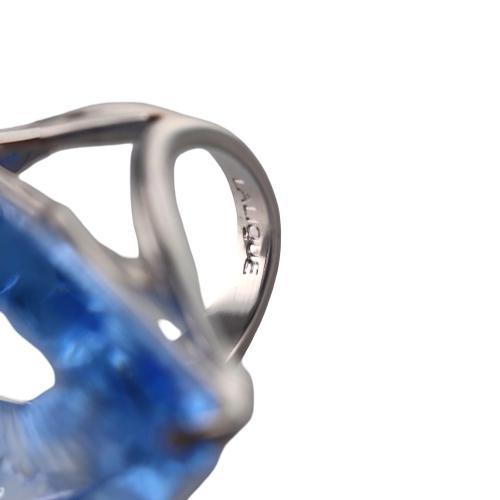 Lalique Ice Light Blue Crystal Sterling Silver Ring 10042700