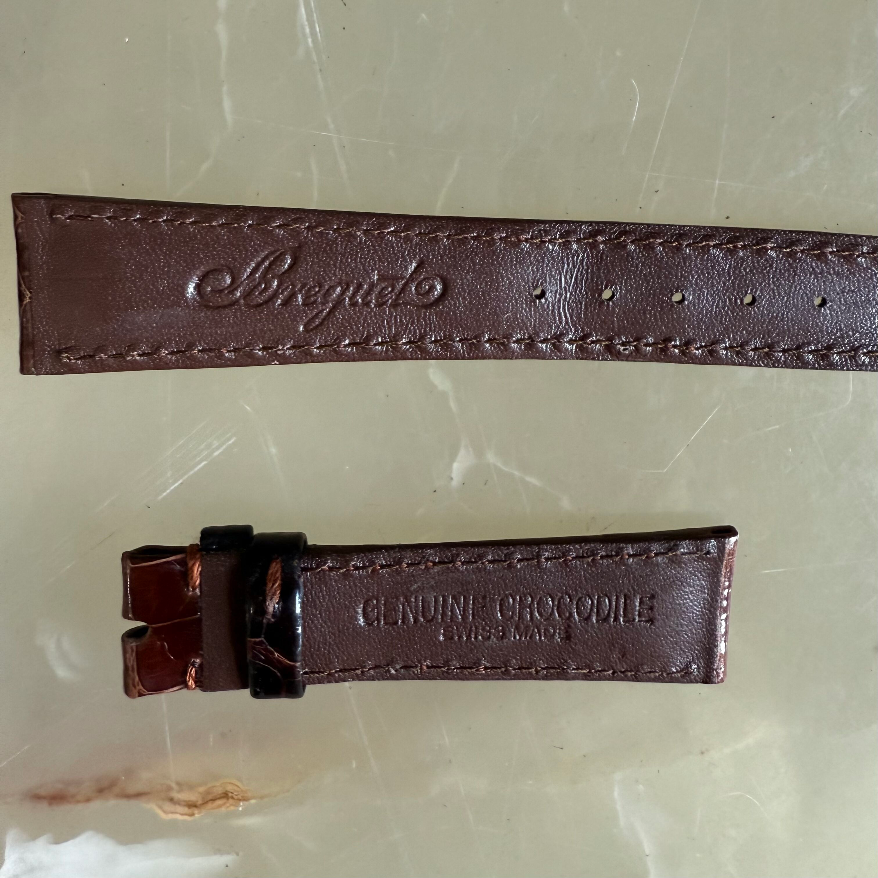 Authentic Breguet Brown Crocodile Watch Strap Band 17mm Padded & Stitched