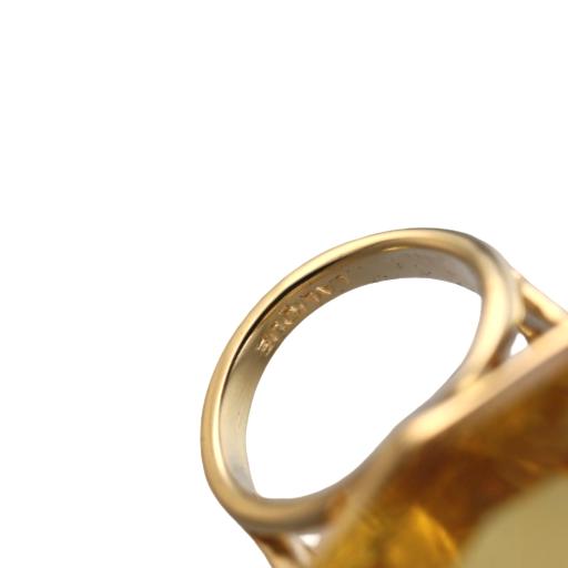 Lalique Ice Light Yellow Crystal Gold Plated Ring 10044300