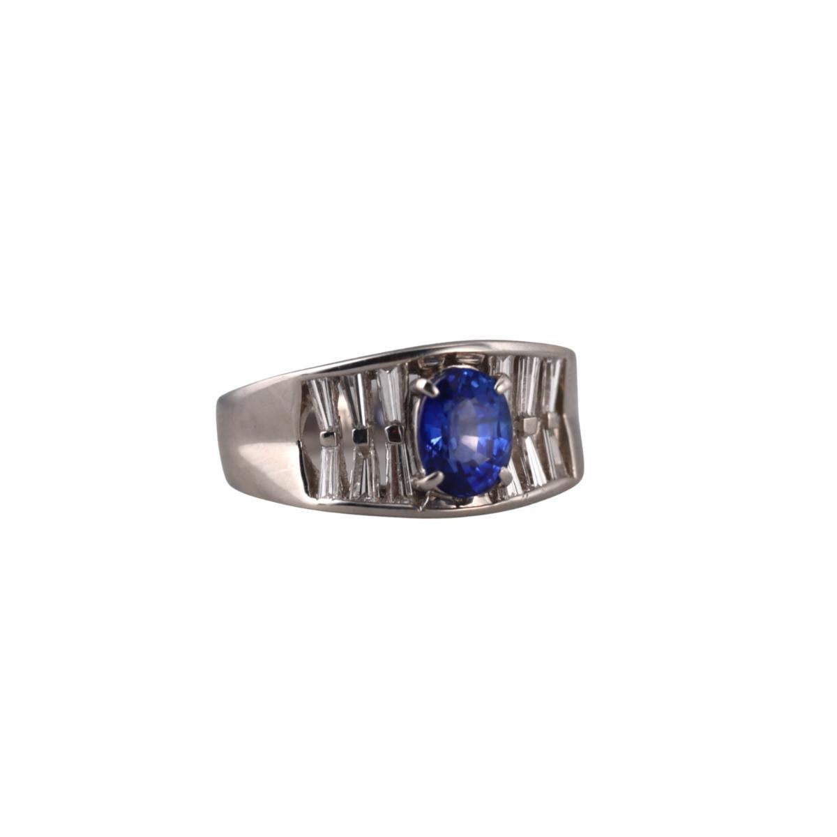 Platinum 1.45ct Sapphire Diamond Ring