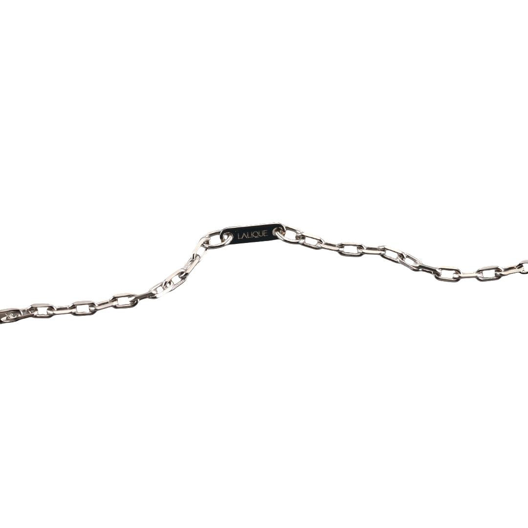 Lalique Muguet Lily of the Valley Crystal Sterling Silver Long Necklace 10105400