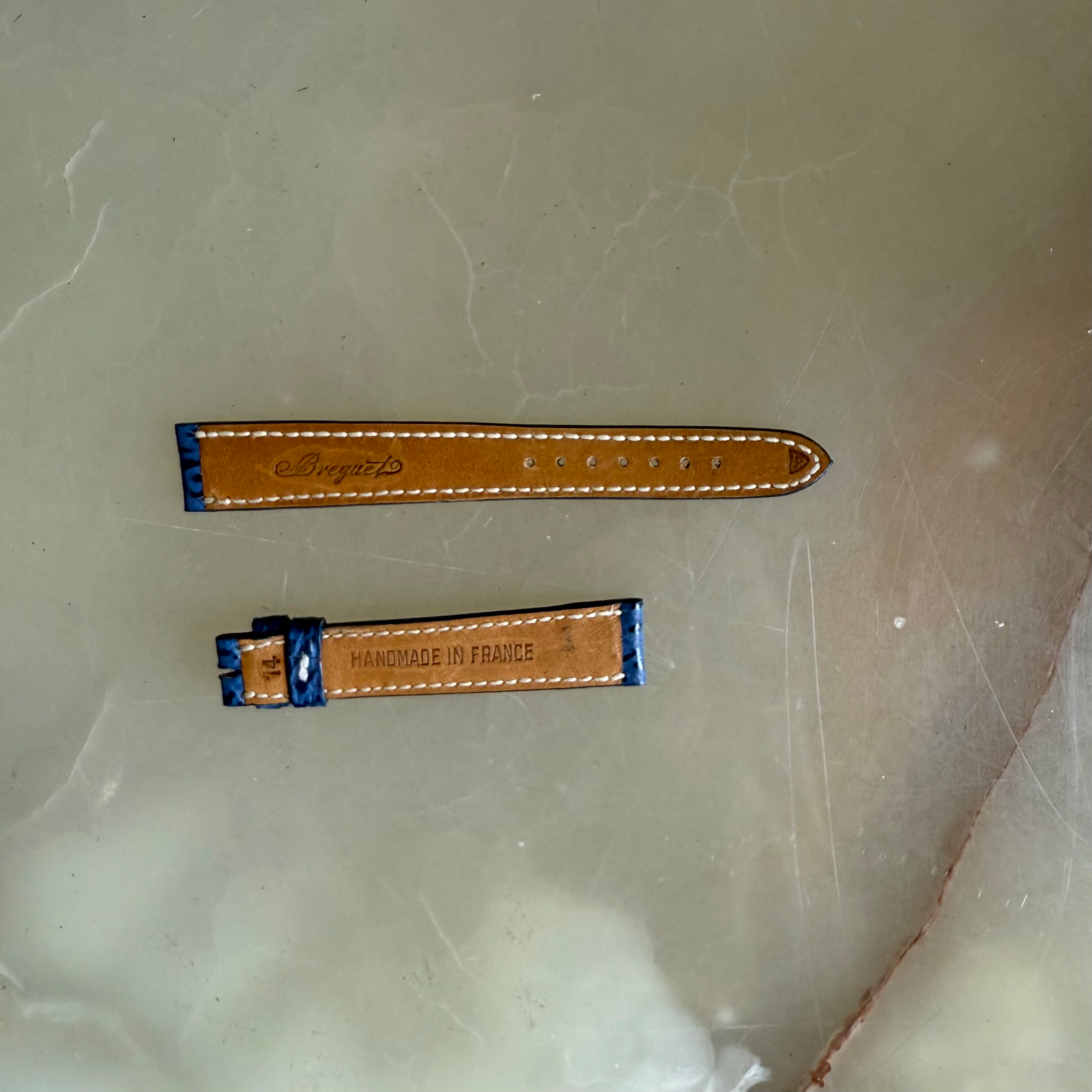 Authentic Breguet Blue Shark Watch Strap Band 14.5mm Padded & Stitched
