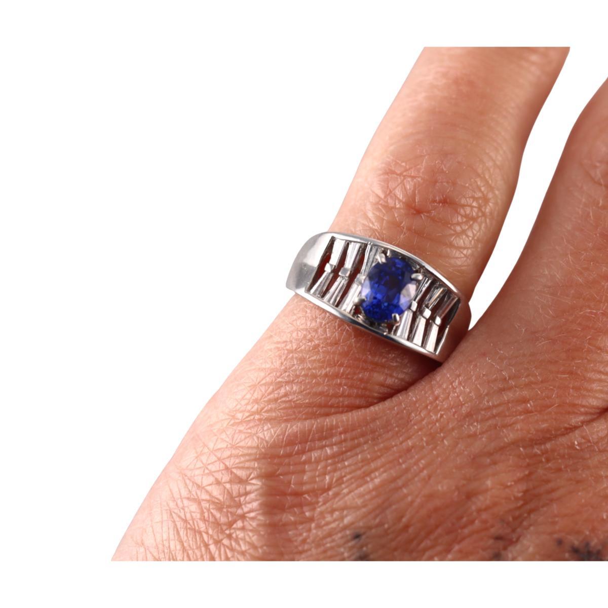 Platinum 1.45ct Sapphire Diamond Ring