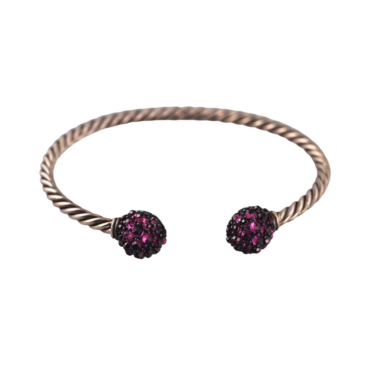 David Yurman Osetra Berries Amethyst Silver Cable Bracelet