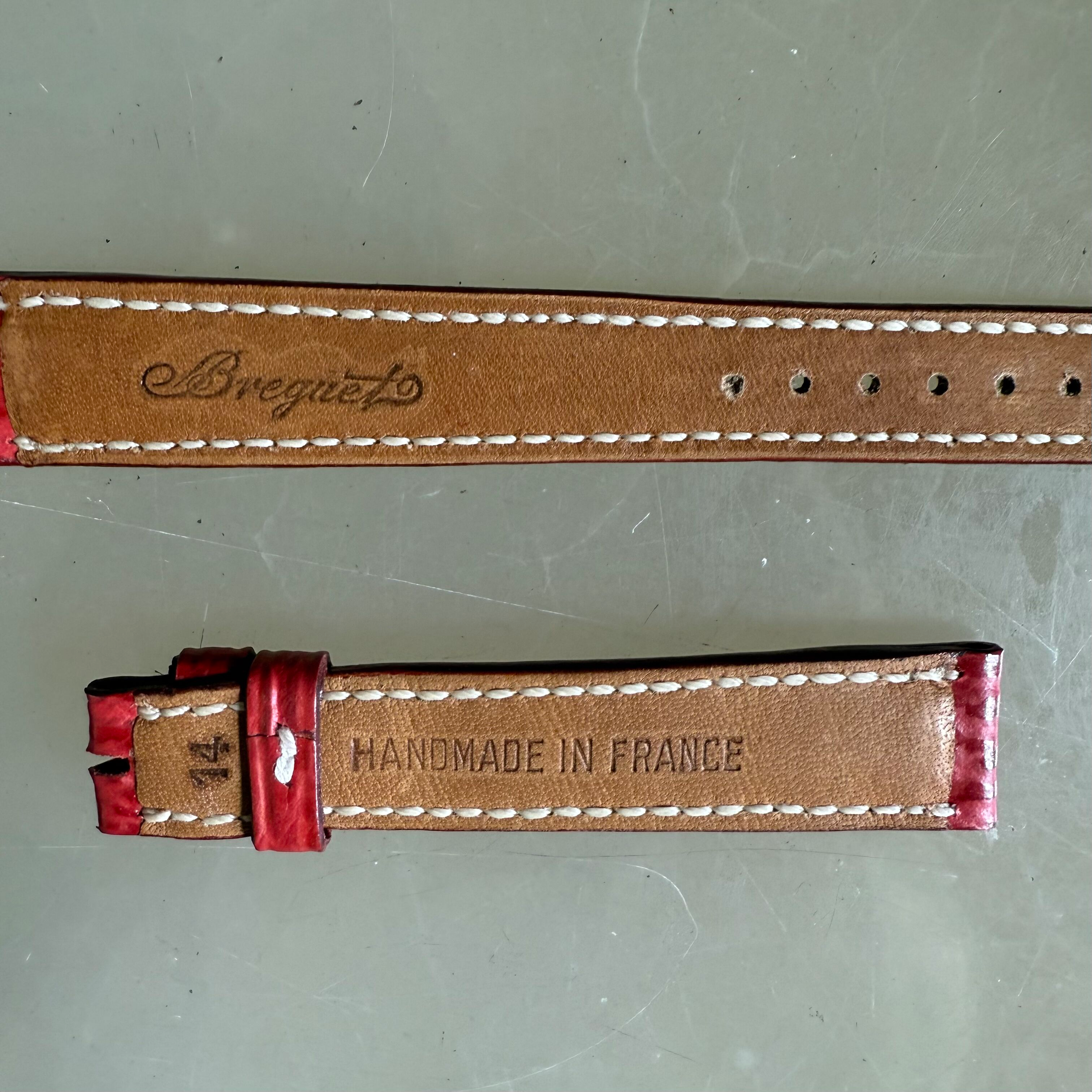 Authentic Breguet Red Shark Watch Strap Band 15mm Padded & Stitched