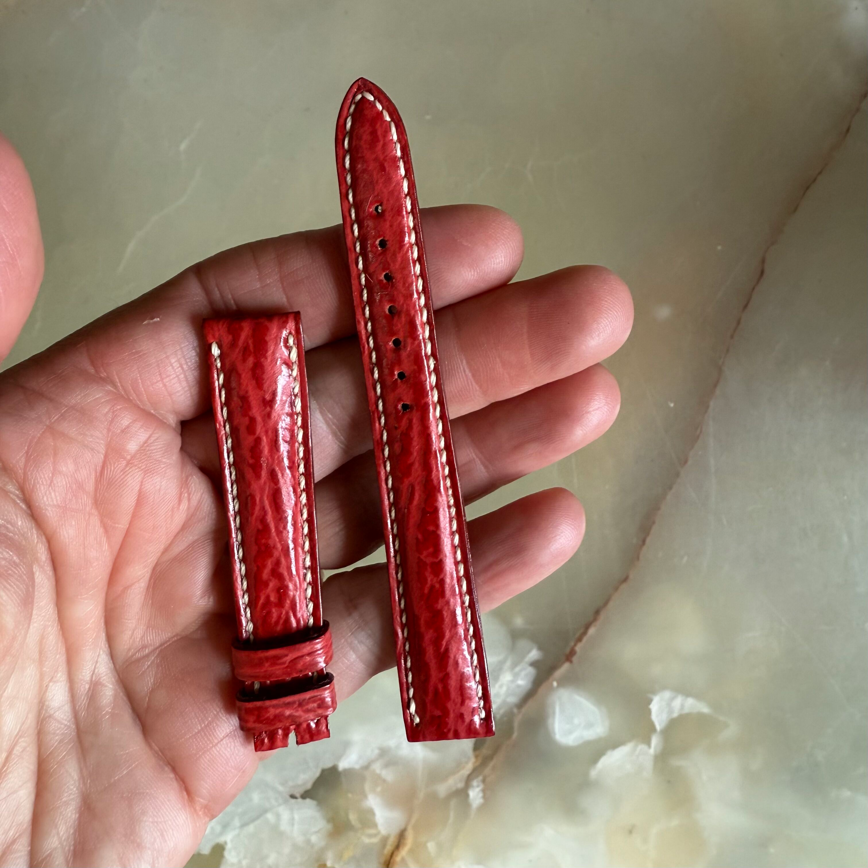 Authentic Breguet Red Shark Watch Strap Band 15mm Padded & Stitched