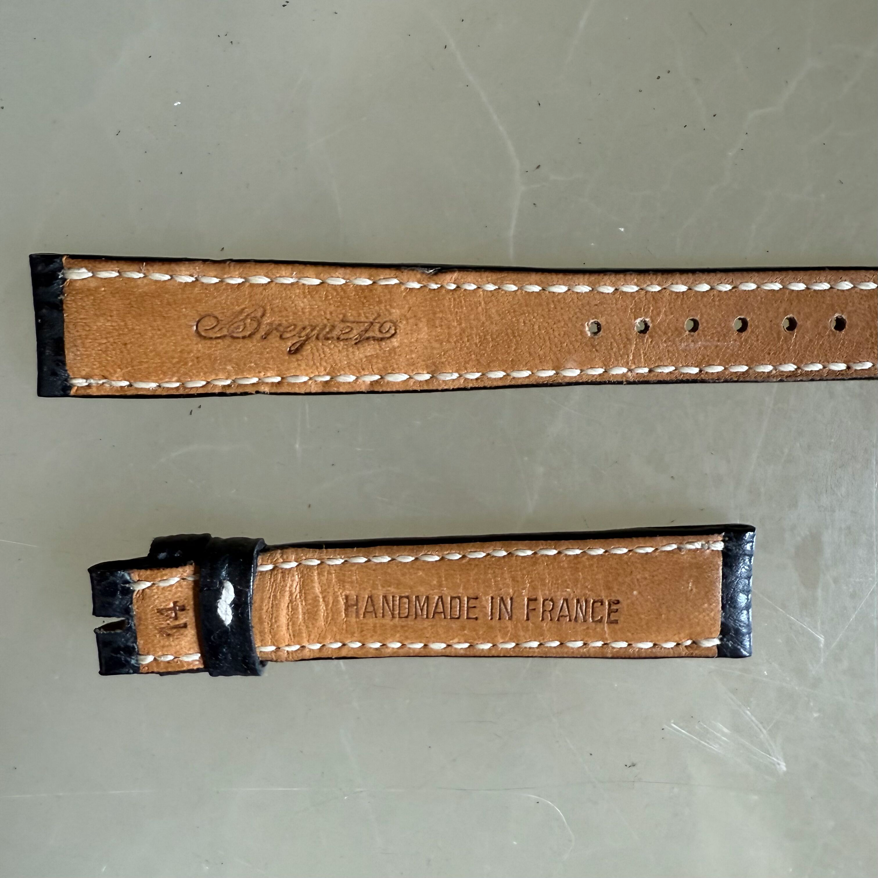 Authentic Breguet Black Shark Watch Strap Band 15mm Padded & Stitched