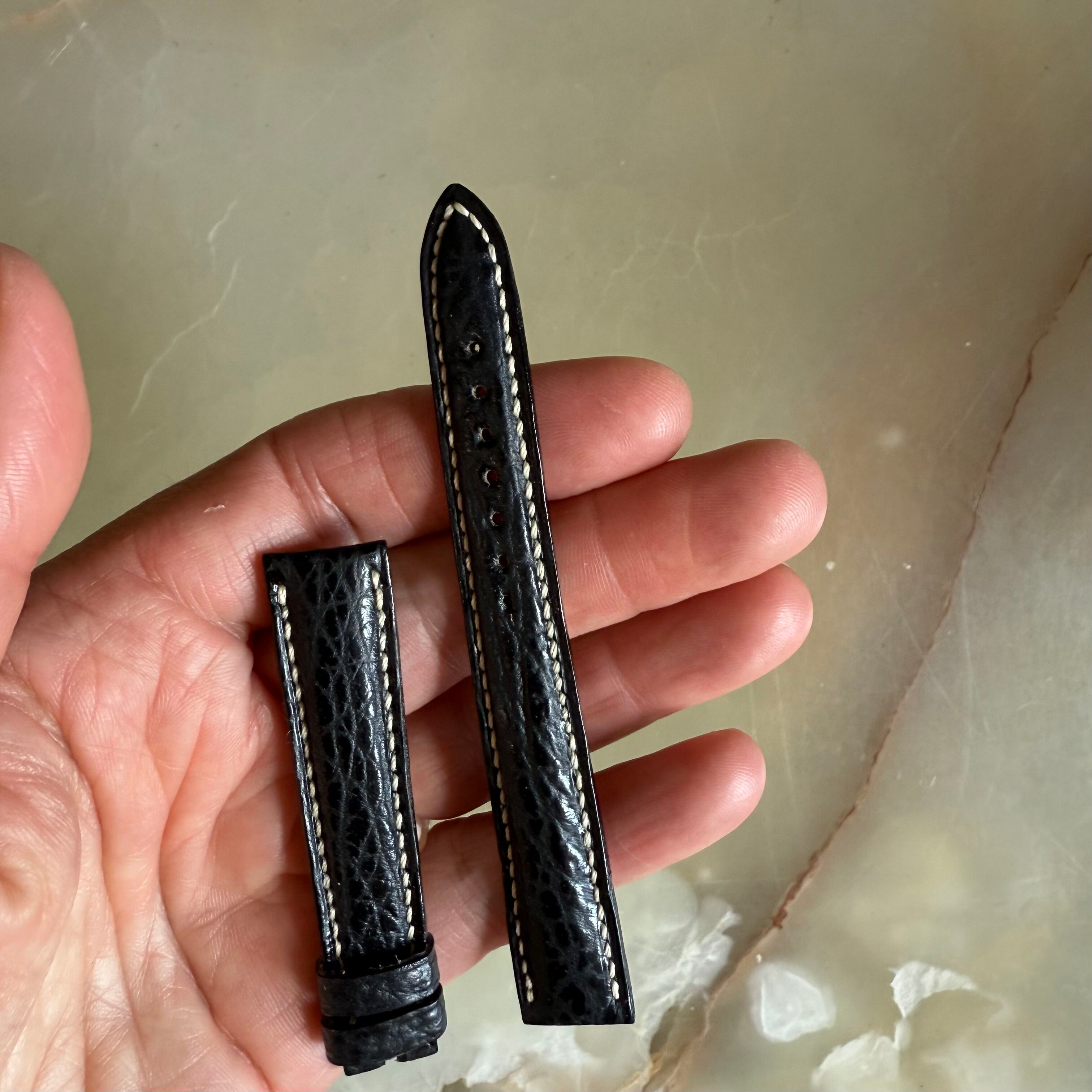 Authentic Breguet Black Shark Watch Strap Band 15mm Padded & Stitched