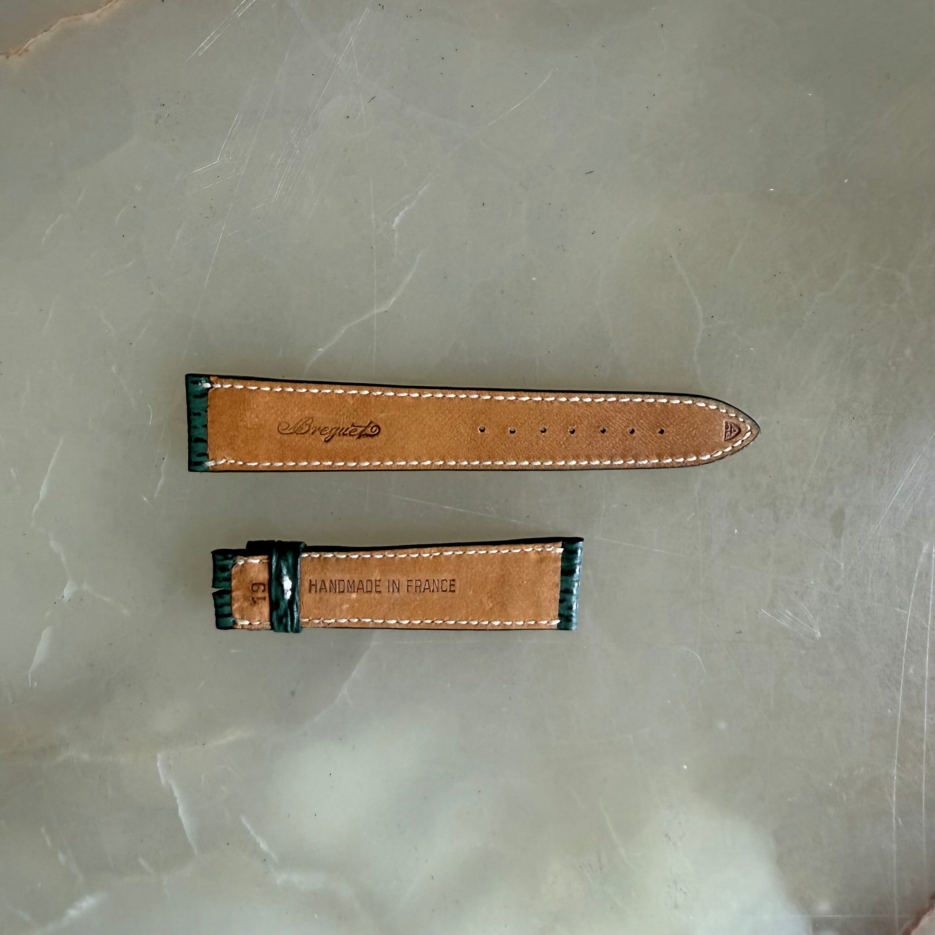 Authentic Breguet Green Shark Watch Strap Band 19.5mm Padded & Stitched