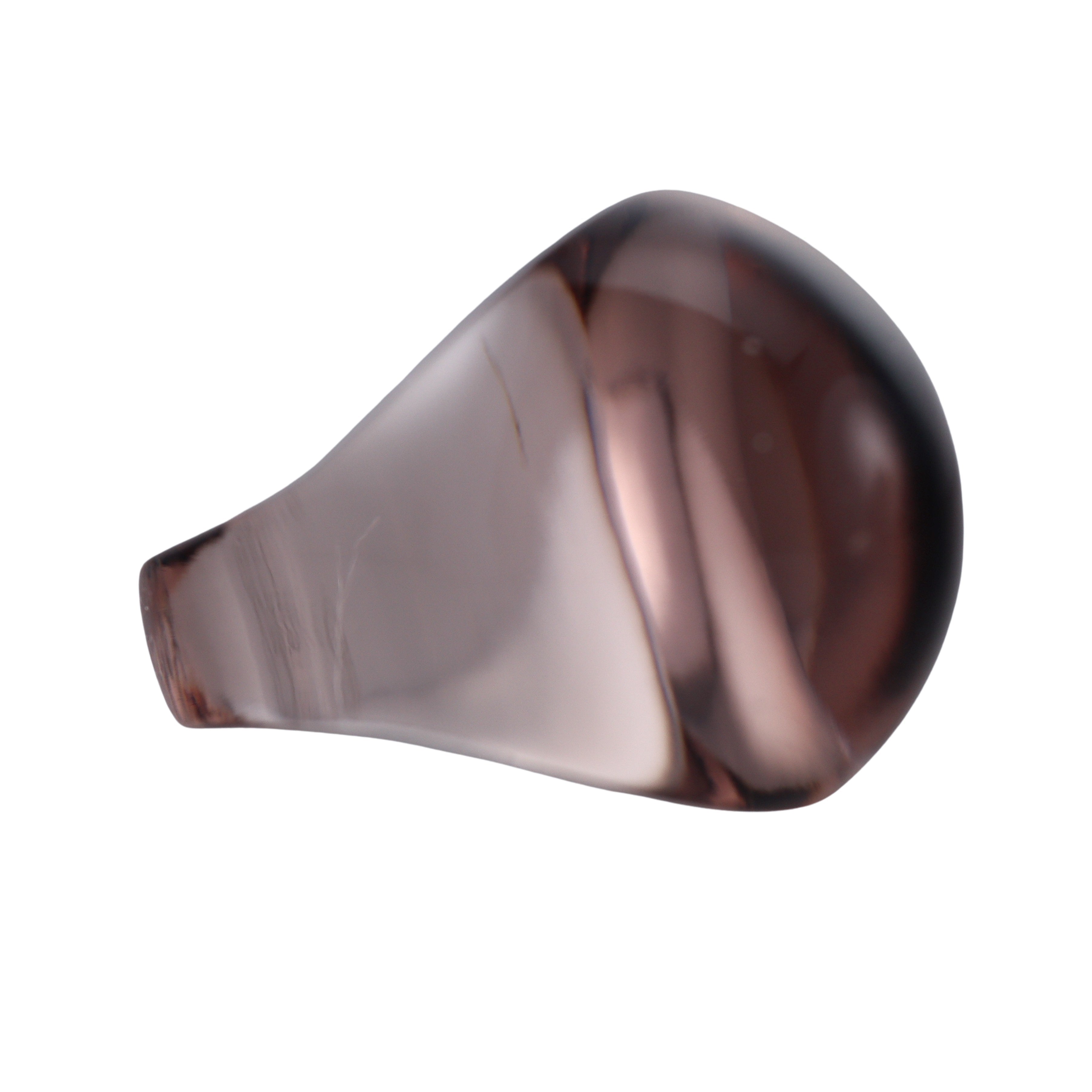 Lalique Cabochon Signet Light Brown Crystal Ring 028174