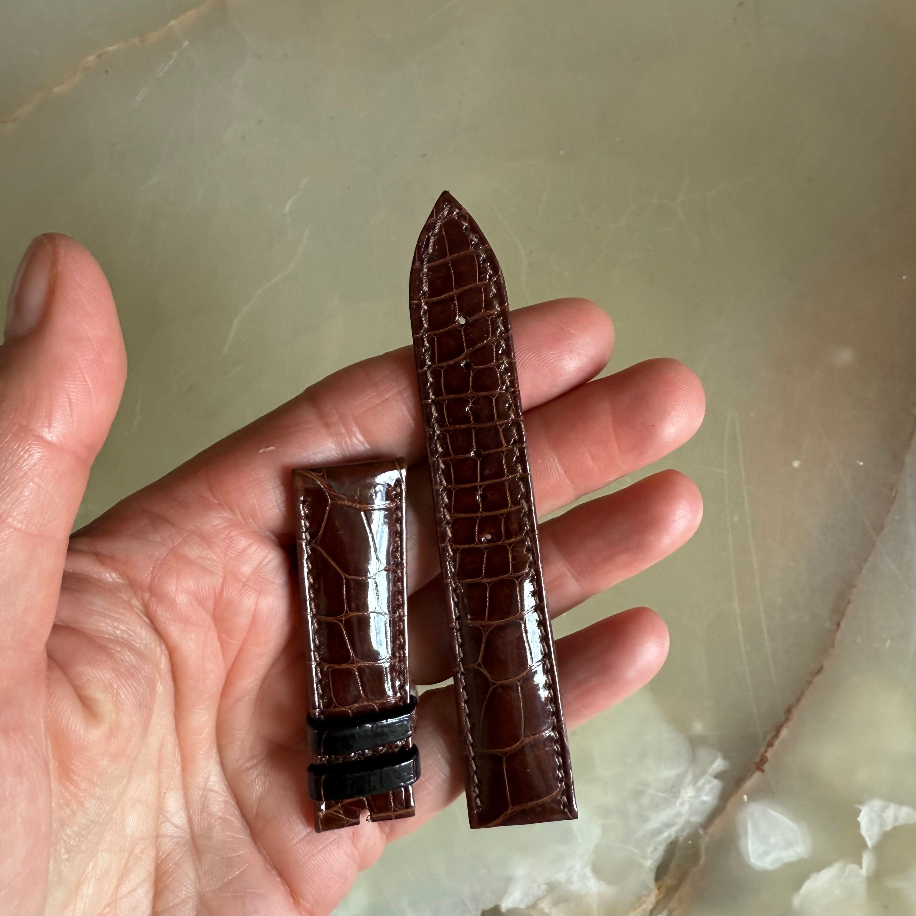 Authentic Breguet Brown Crocodile Watch Strap Band 18mm Padded & Stitched