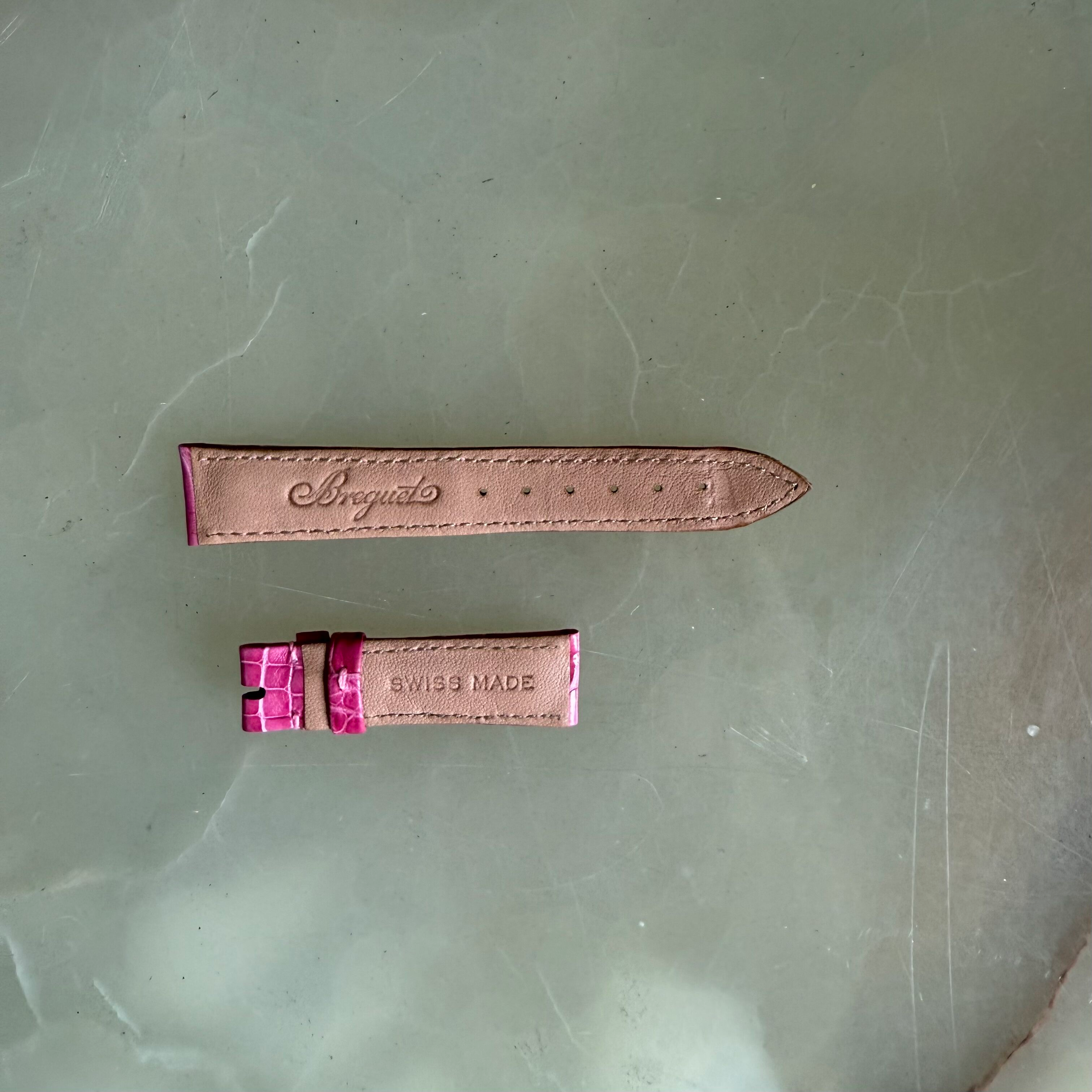 Authentic Breguet Pink Crocodile Watch Strap Band 17mm Padded & Stitched
