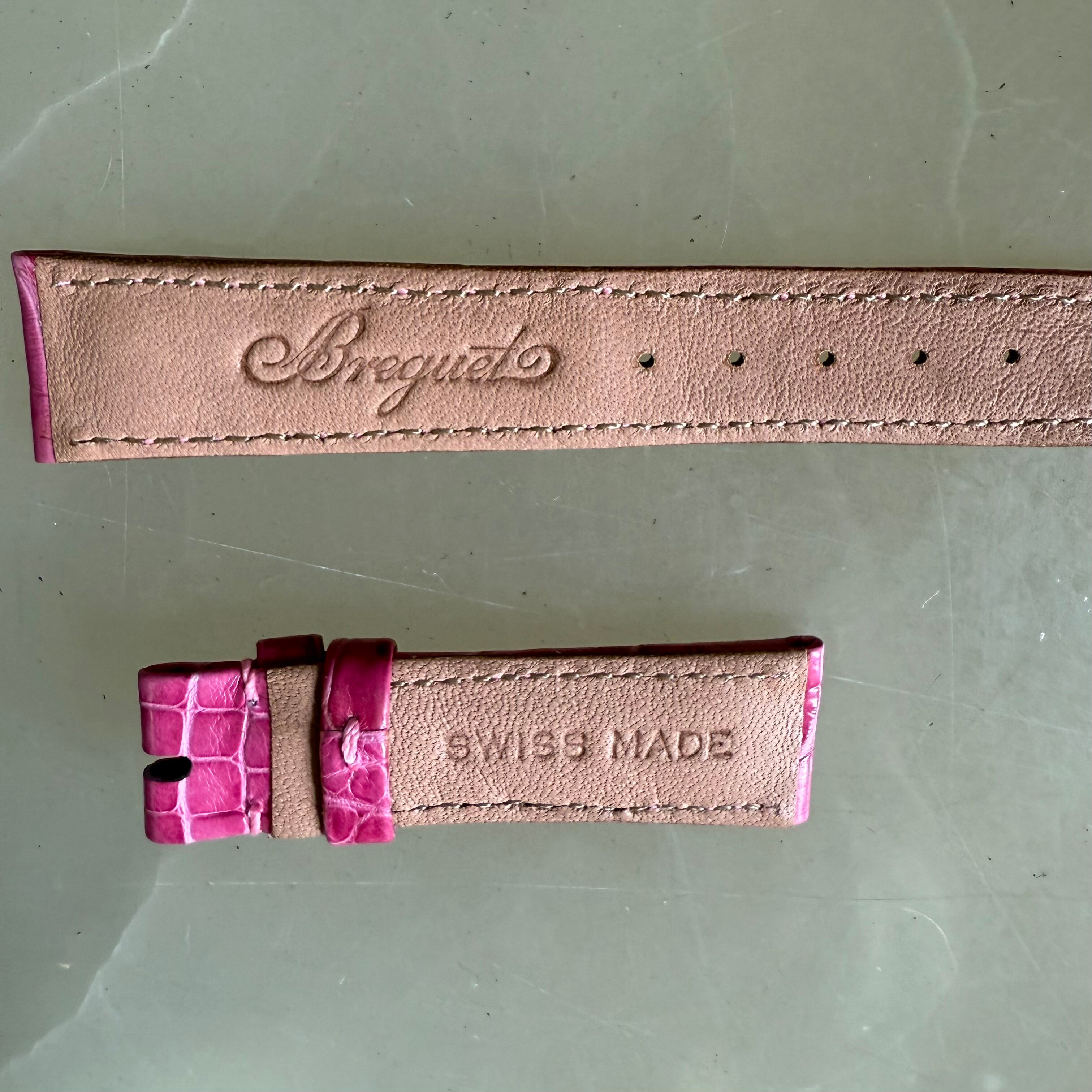 Authentic Breguet Pink Crocodile Watch Strap Band 17mm Padded & Stitched