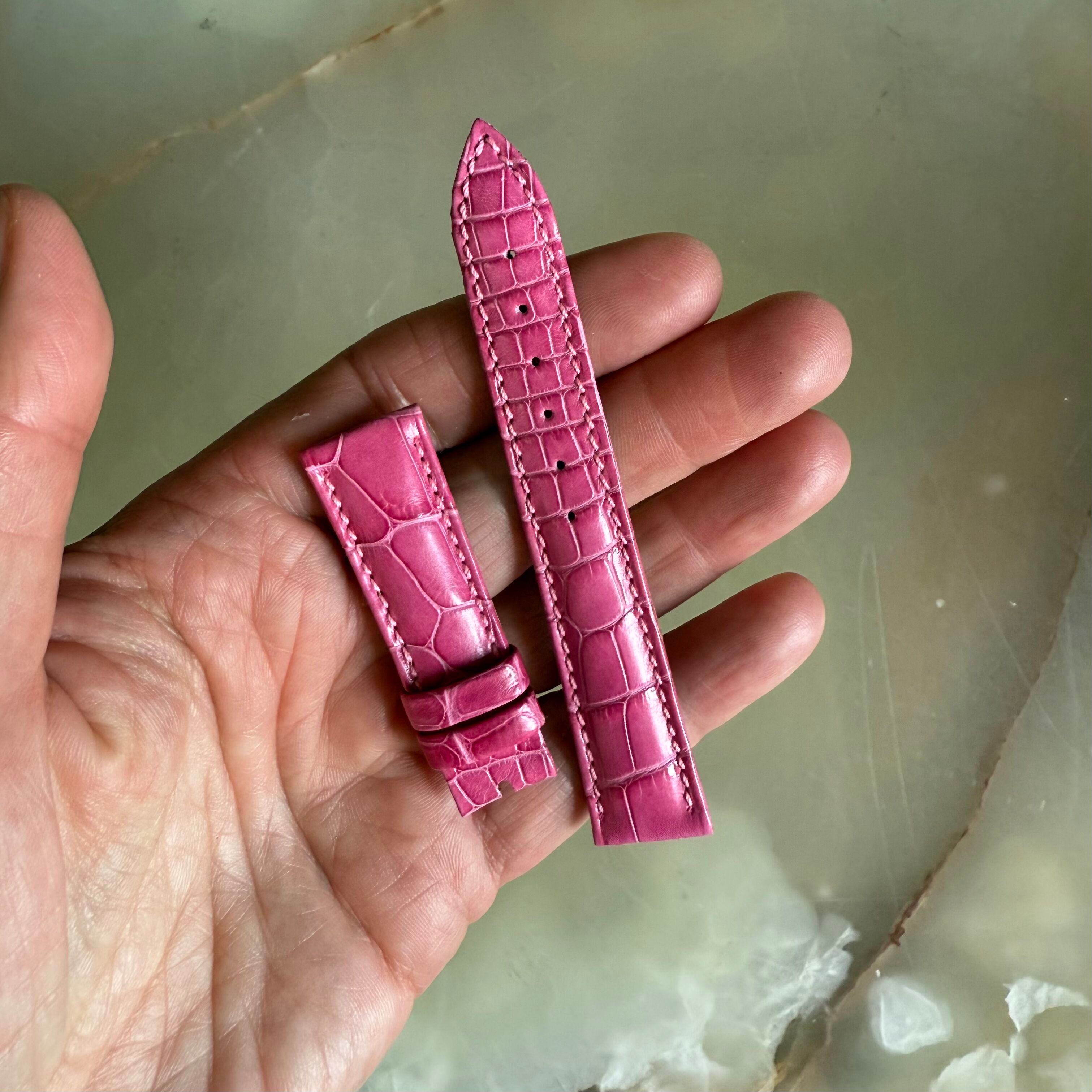 Authentic Breguet Pink Crocodile Watch Strap Band 17mm Padded & Stitched