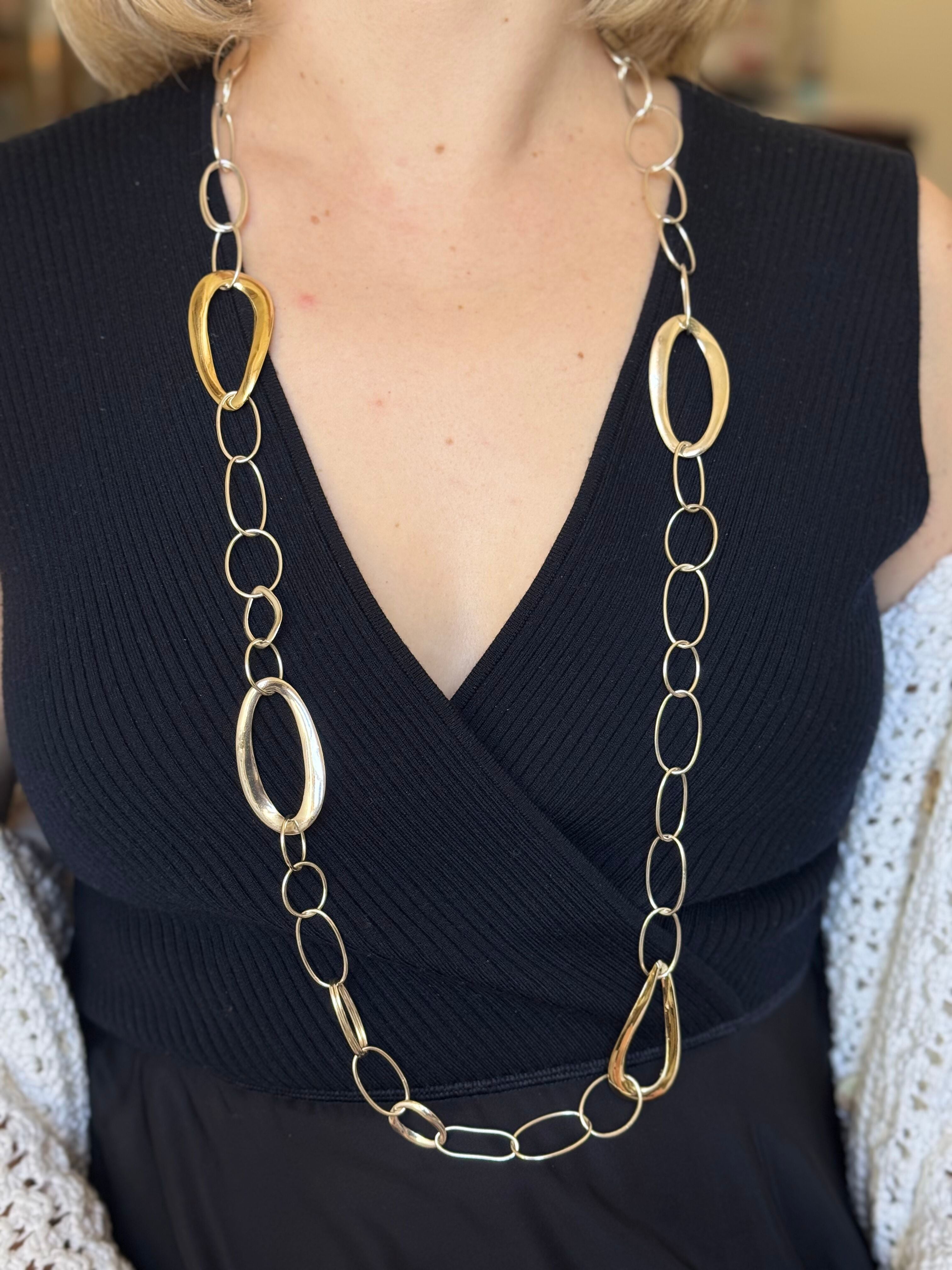 Ippolita Classico Sterling Silver Bonded 18k Long Cherish Chain Necklace