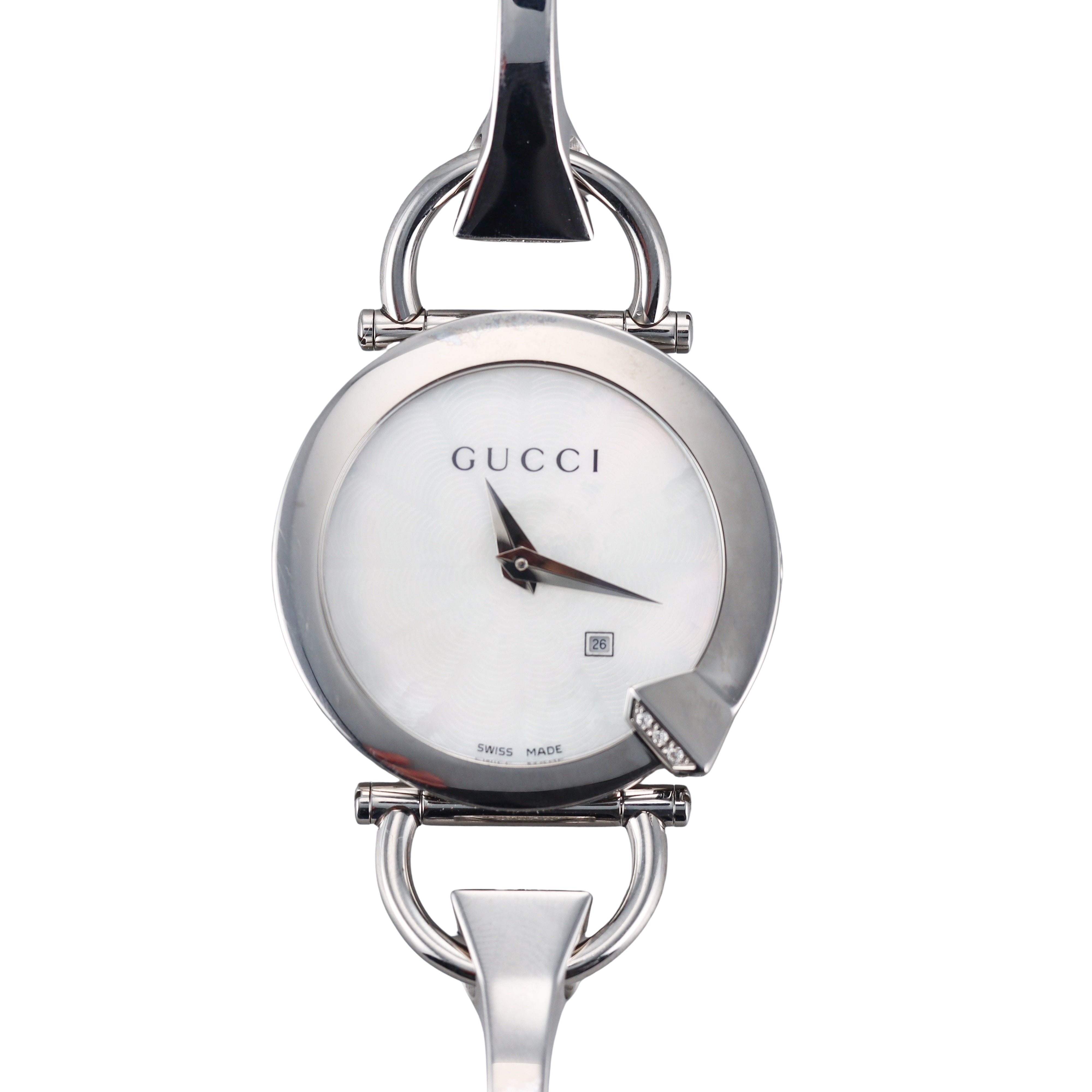Gucci Chiodo Mother of Pearl Diamond Steel Ladies Watch YA122506