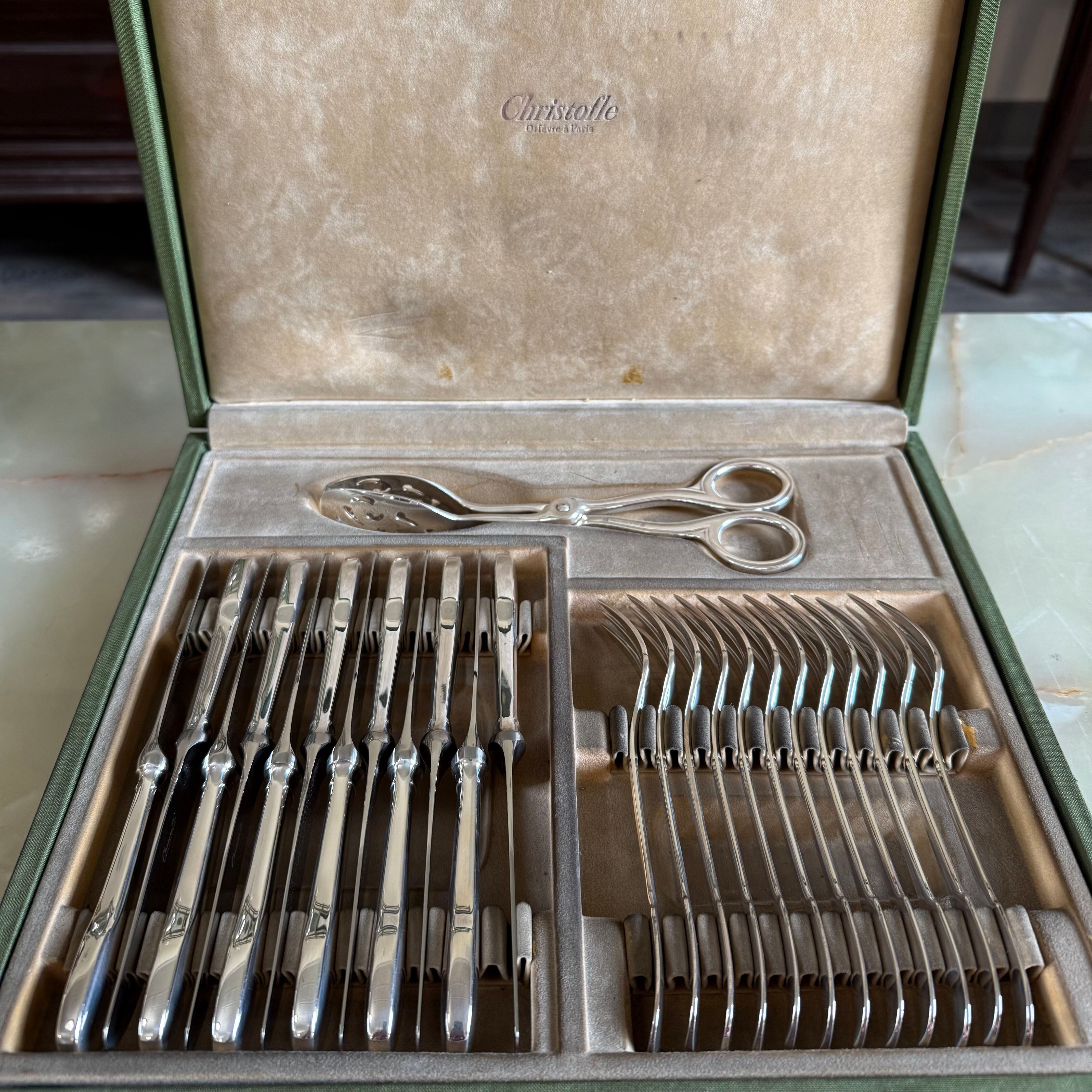 25 pc Christofle Cluny Silver Plated Pastry Set 0016149