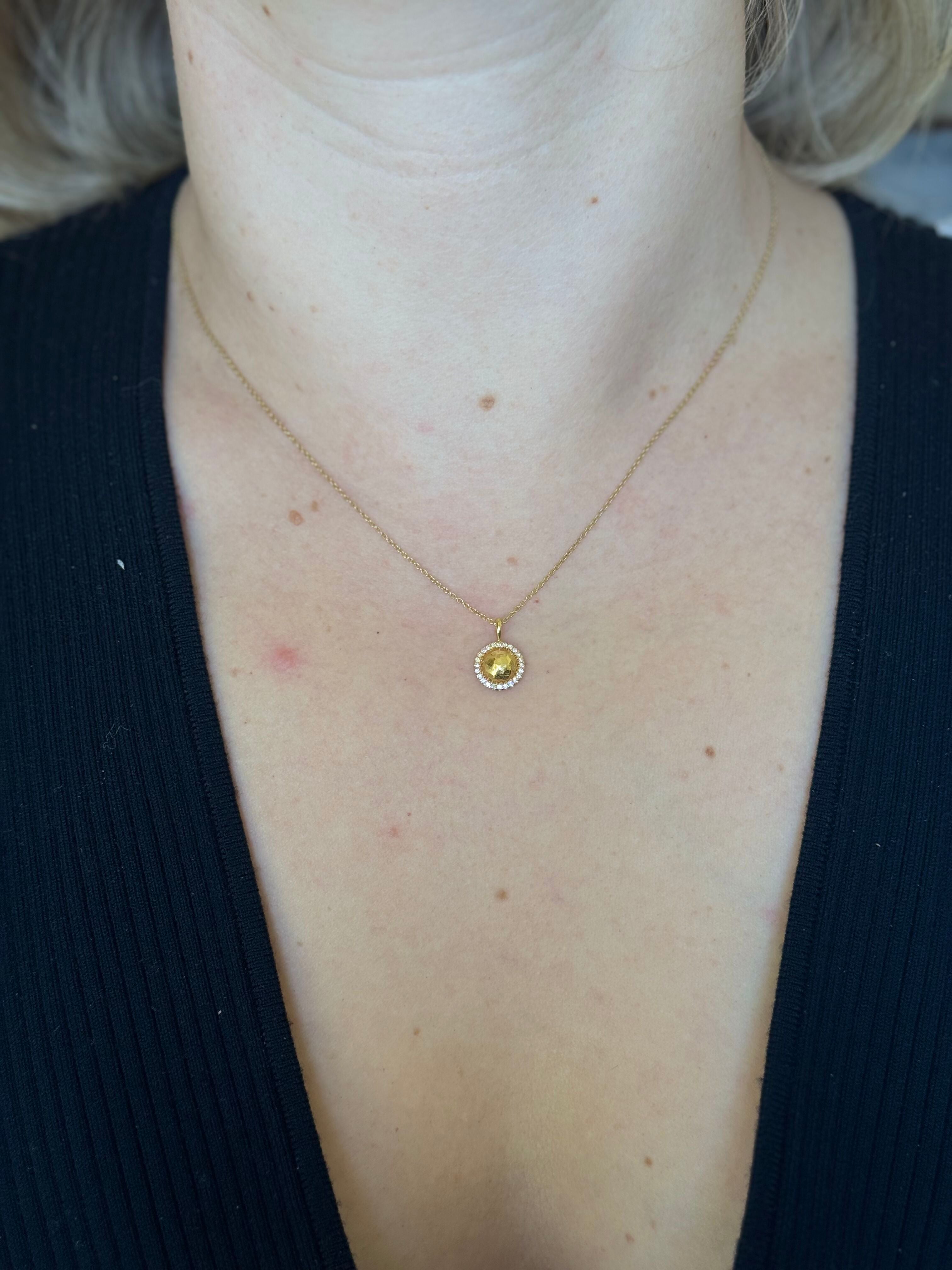 Ippolita Stardust 18k Gold Diamond Circle Pendant Necklace