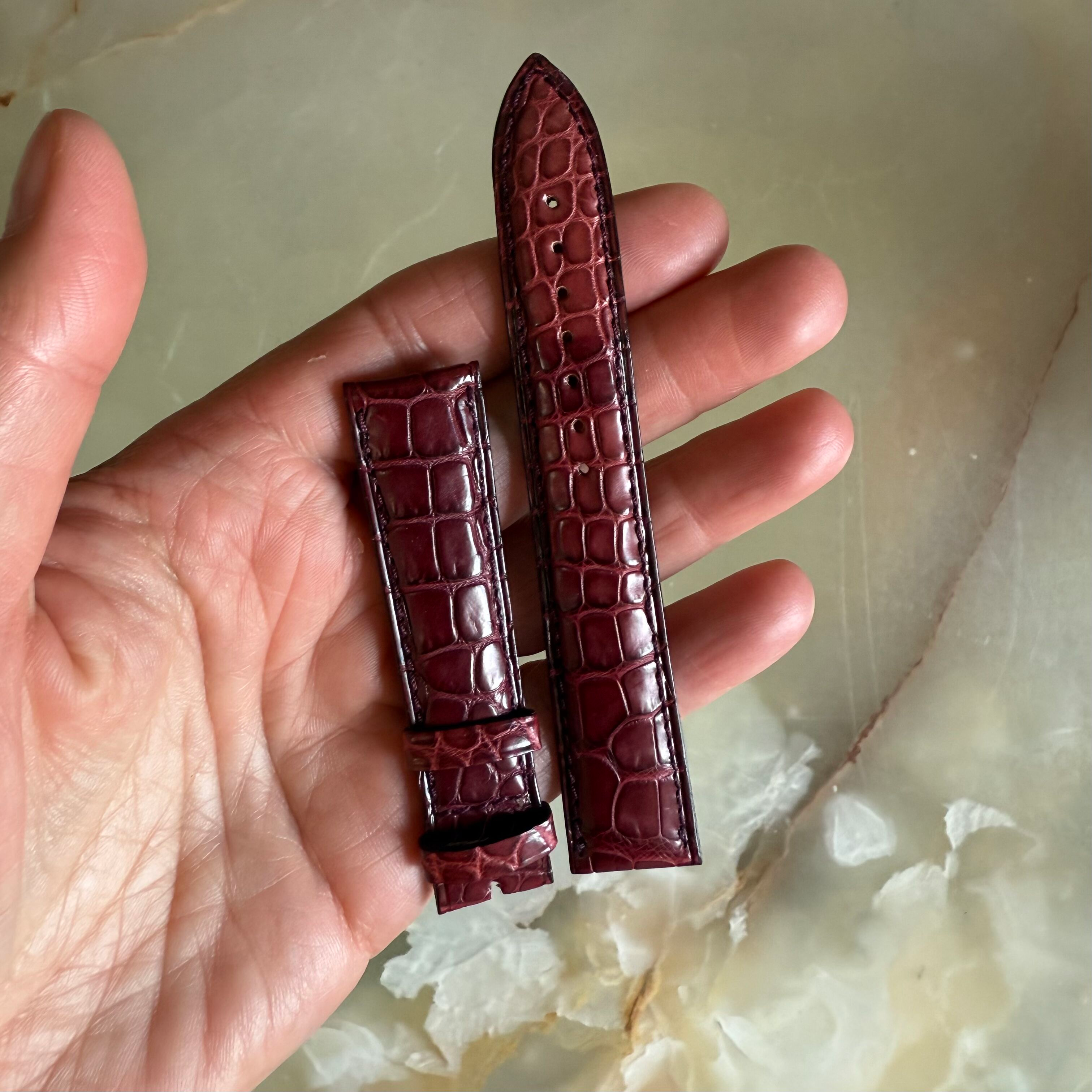 Authentic Breguet Burgundy Crocodile Watch Strap Band 18mm Padded & Stitched
