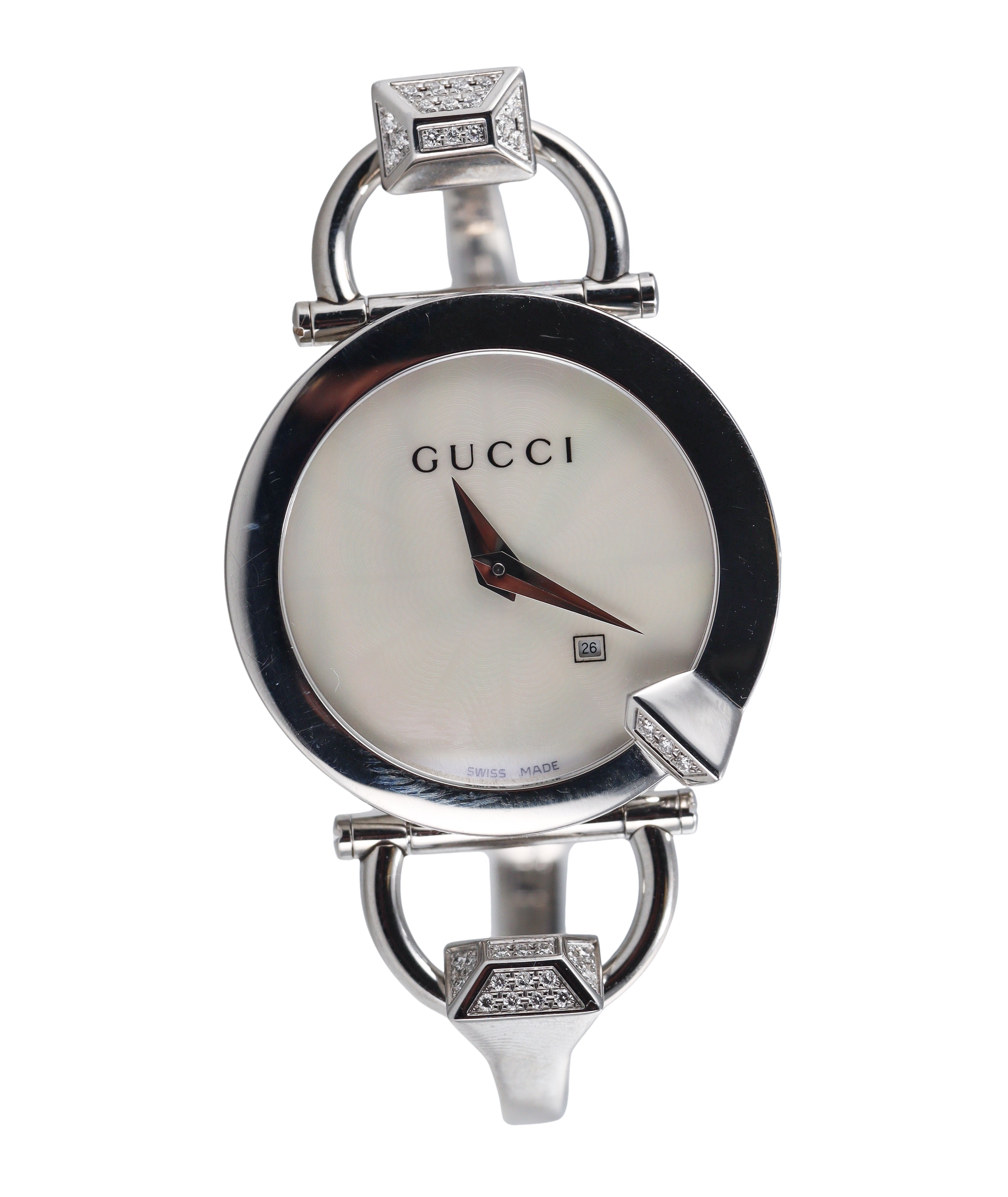 Gucci Chiodo Mother of Pearl Diamond Steel Ladies Watch YA122506