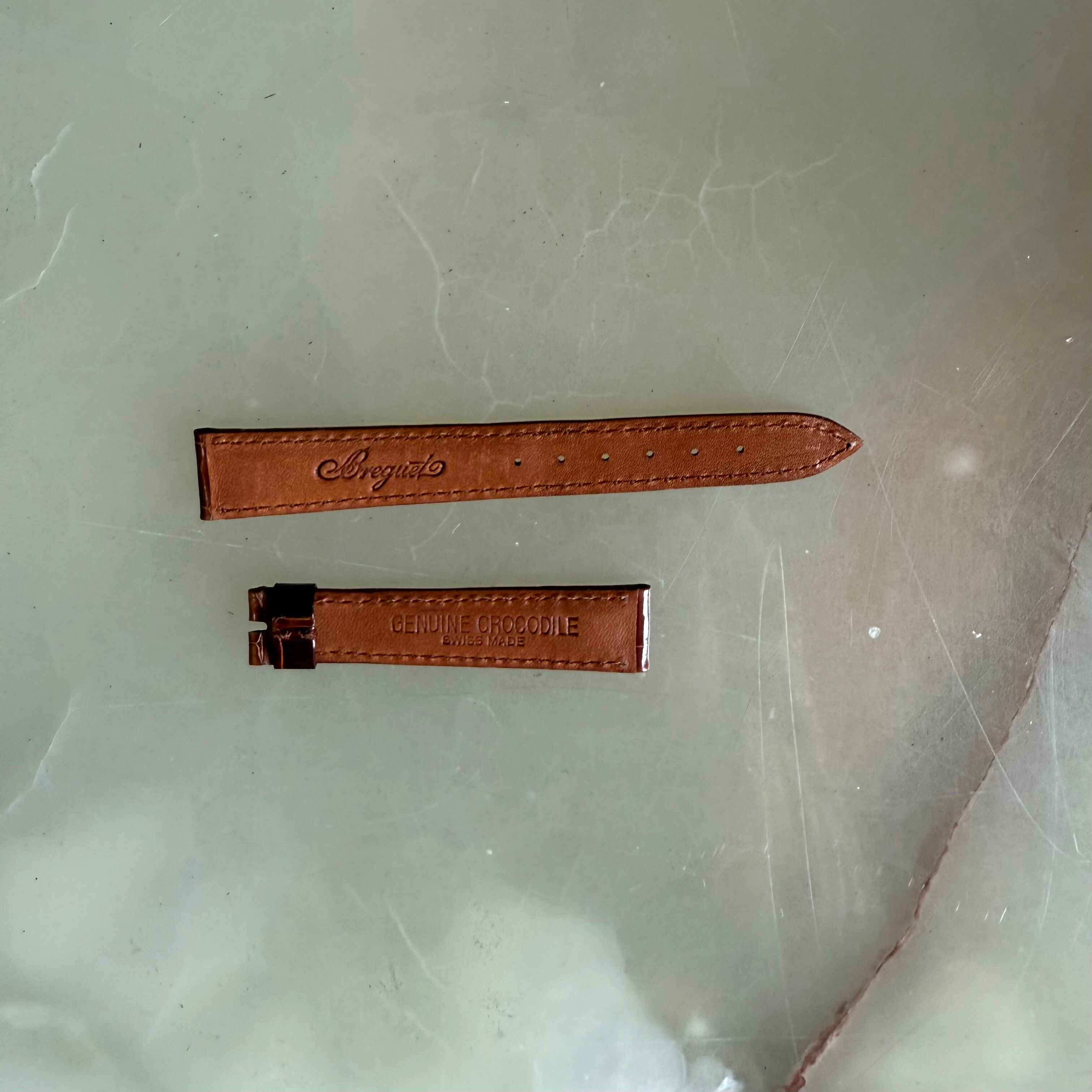 Authentic Breguet Shiny Brown Crocodile Watch Strap Band 14mm Padded & Stitched
