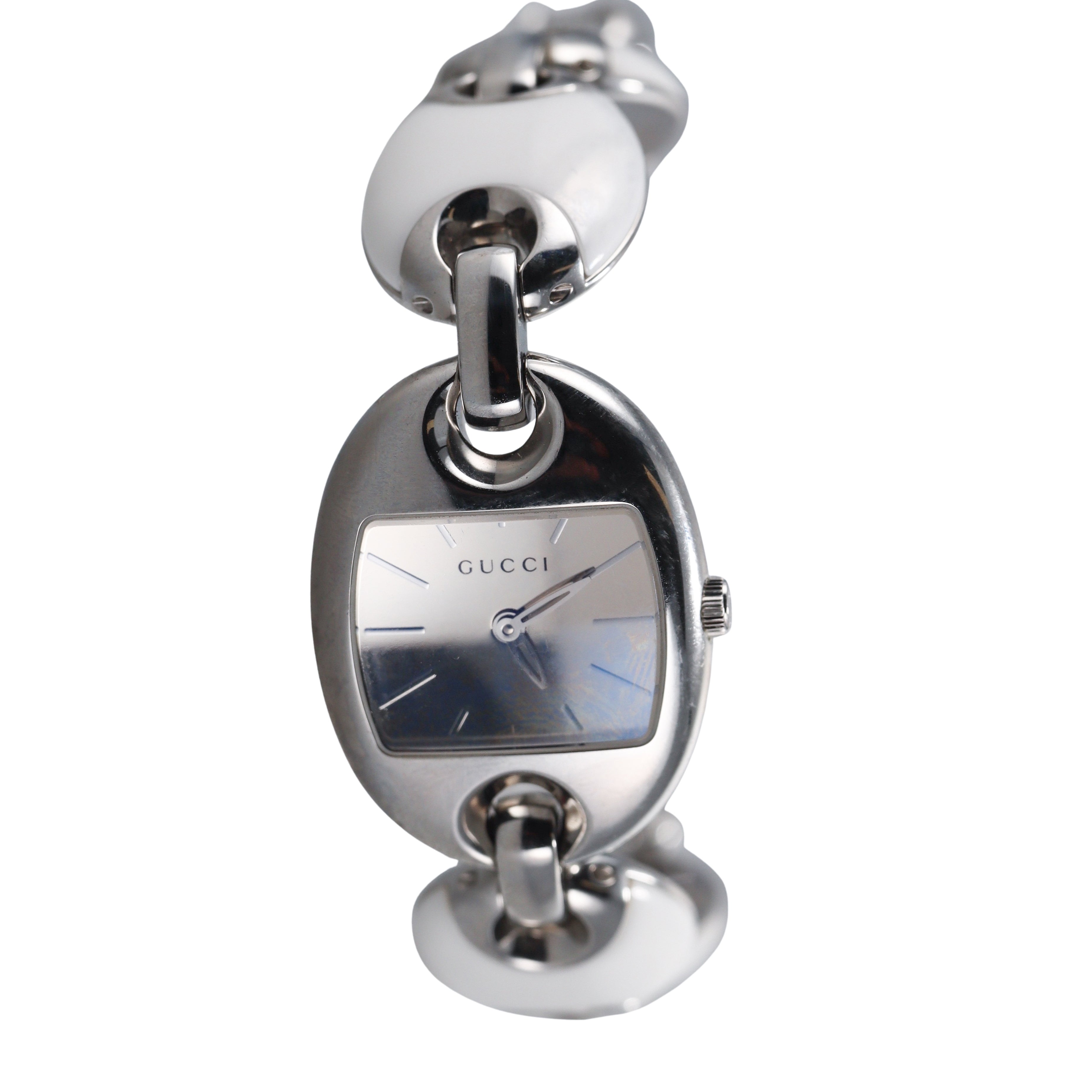 Gucci Marina Chain White Ceramic Steel Ladies Watch YA121515