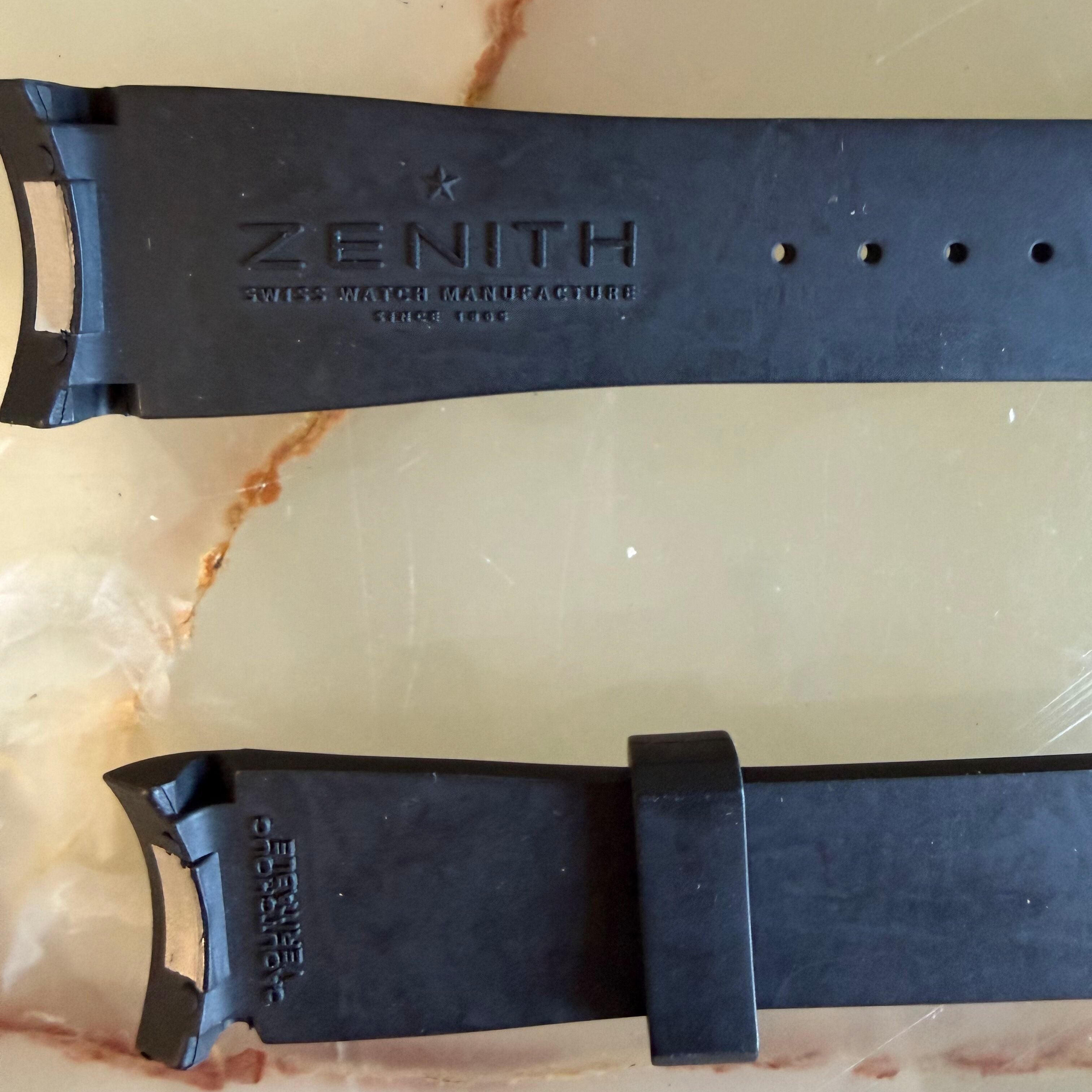 Authentic Zenith Black Rubber Watch Strap Band 22mm