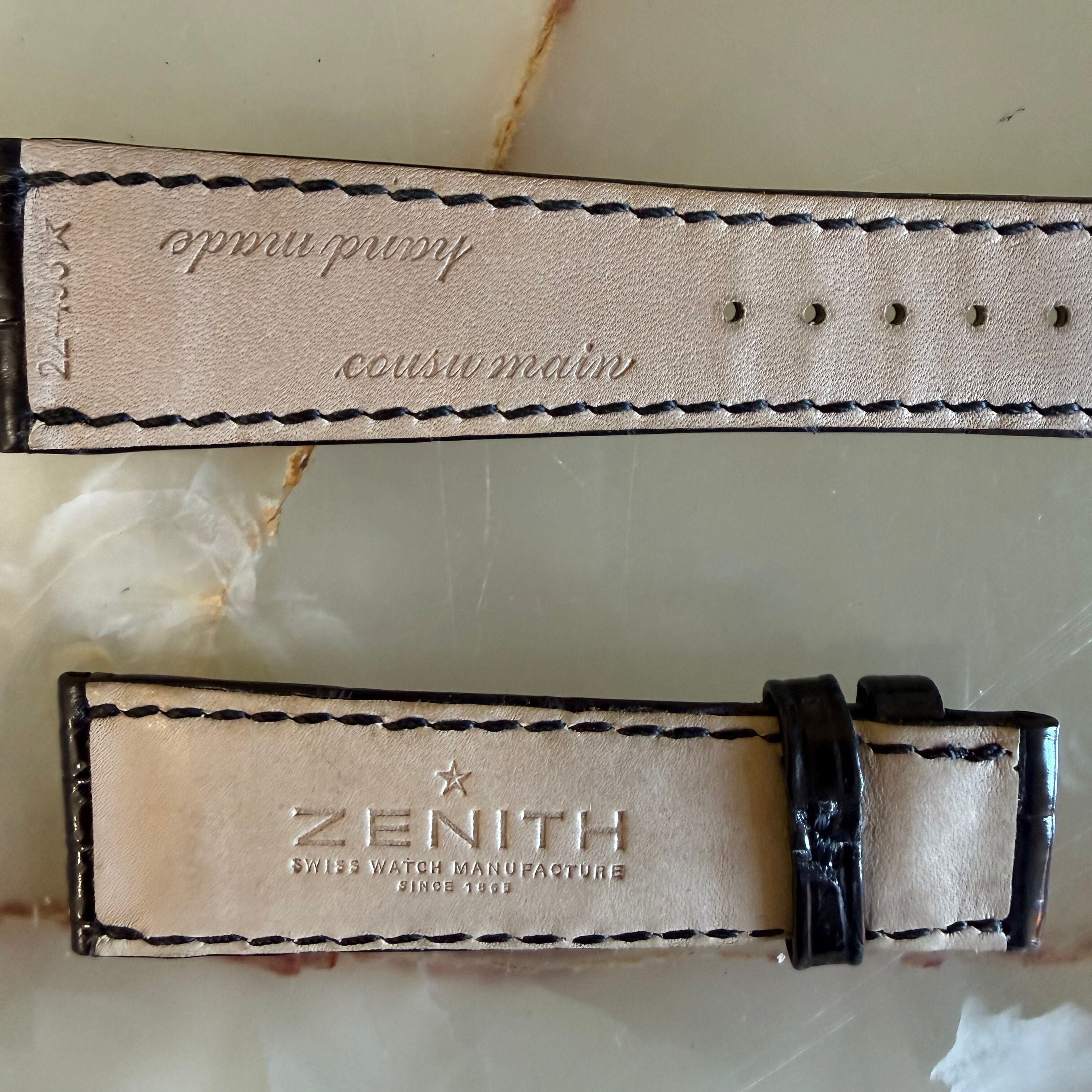 Authentic Zenith Black Alligator Watch Strap Band 22mm 22-493