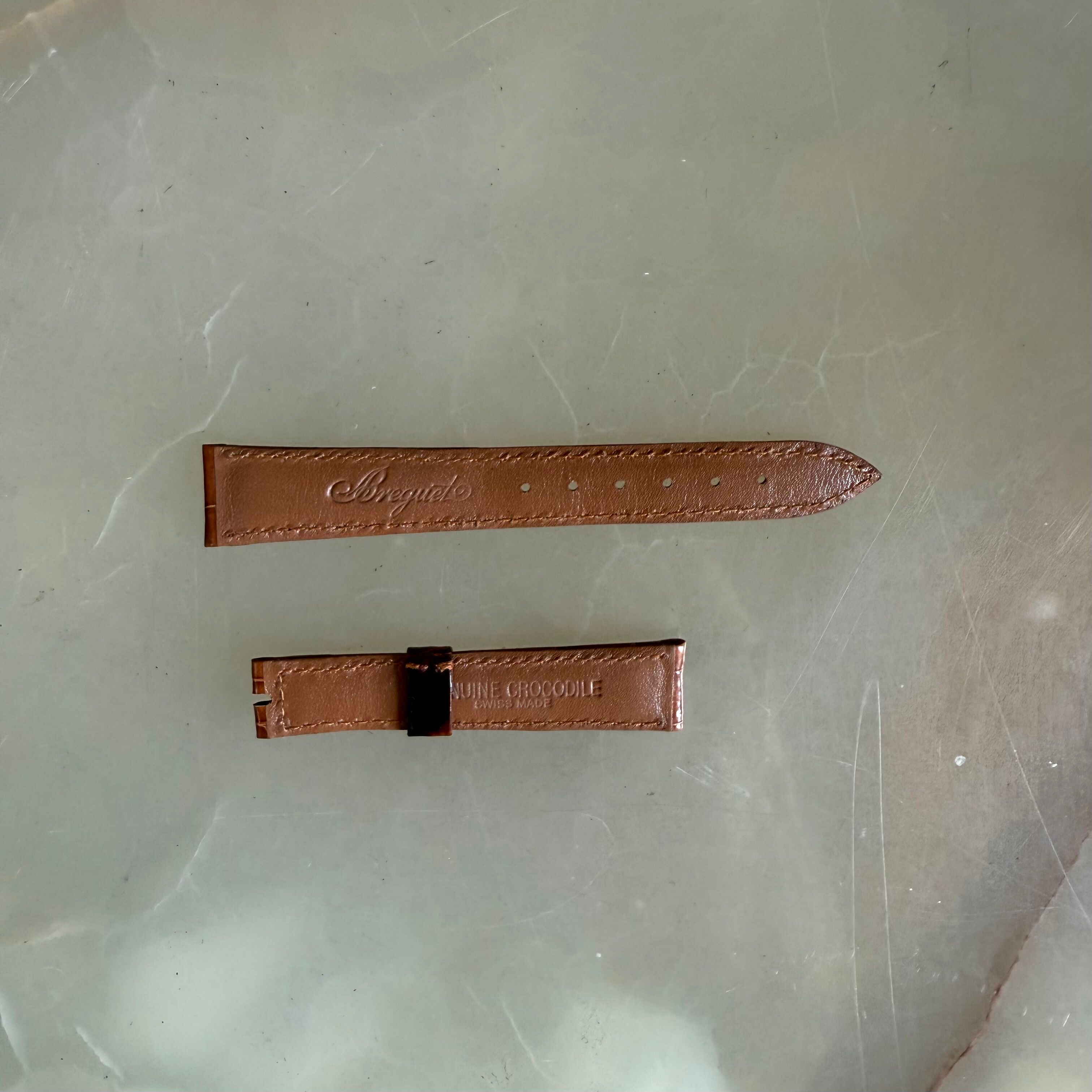 Authentic Breguet Shiny Brown Crocodile Watch Strap Band 17mm Padded & Stitched