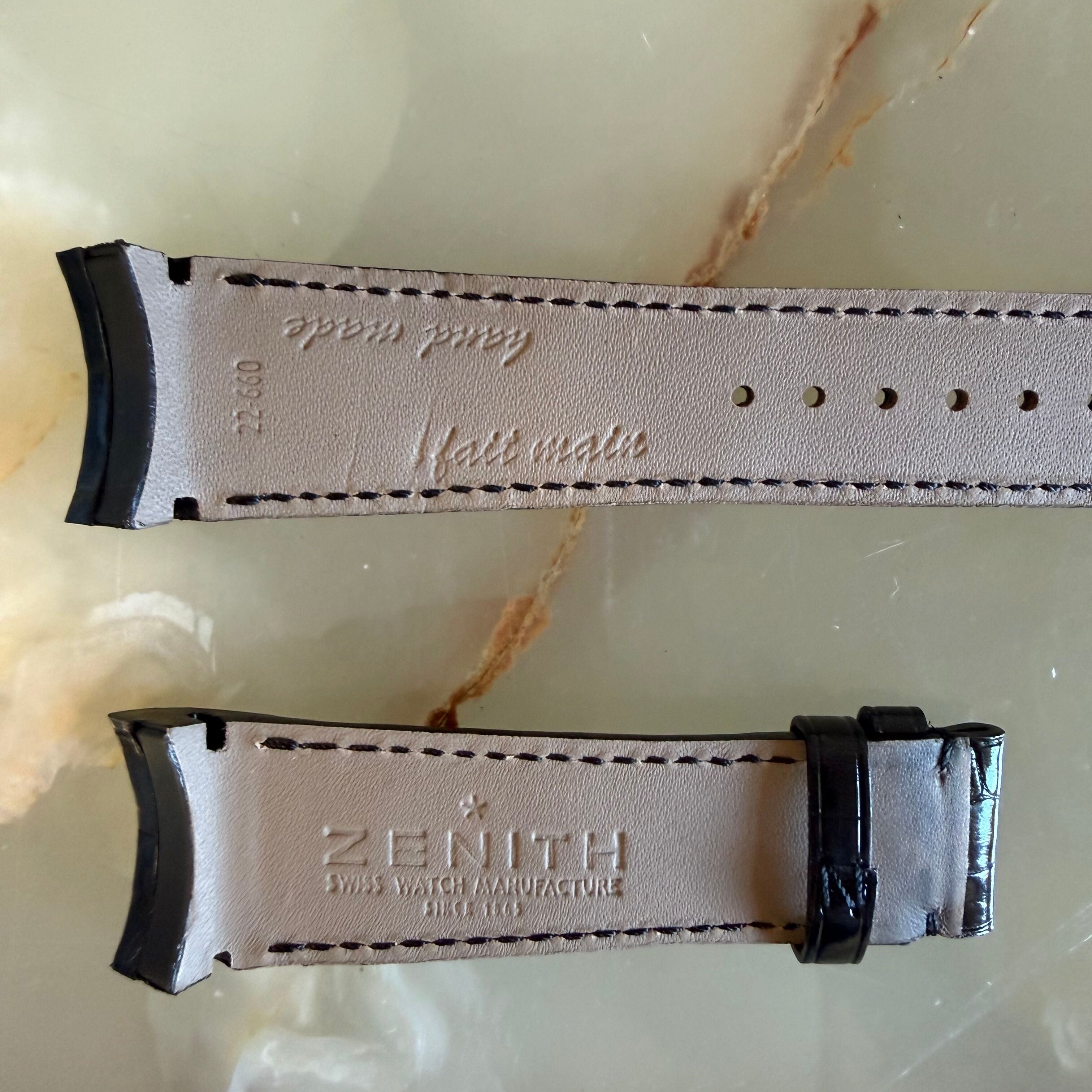Authentic Zenith Black Alligator Watch Strap Band 22mm 22-660