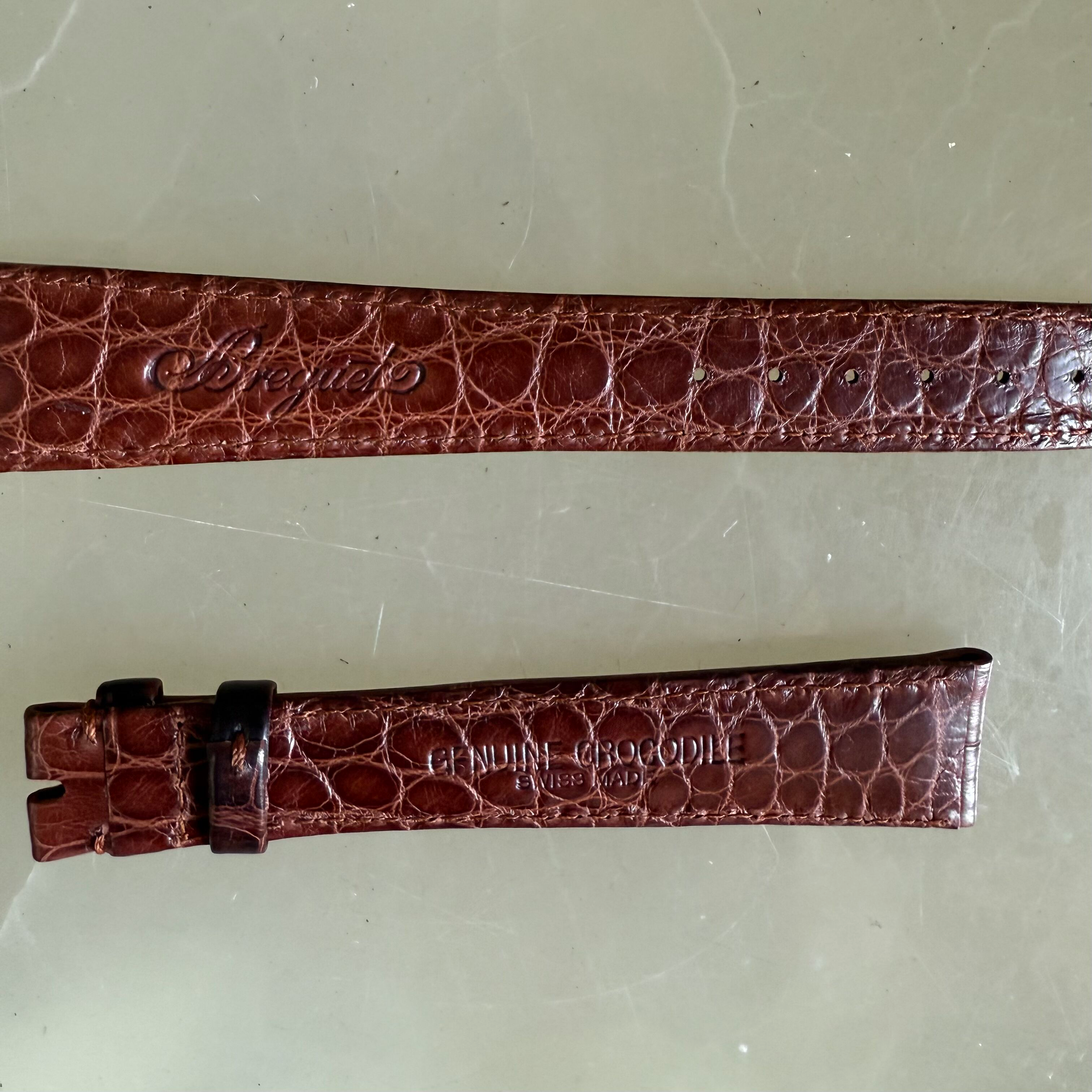 Authentic Breguet Brown Crocodile Watch Strap Band 19mm Padded & Stitched