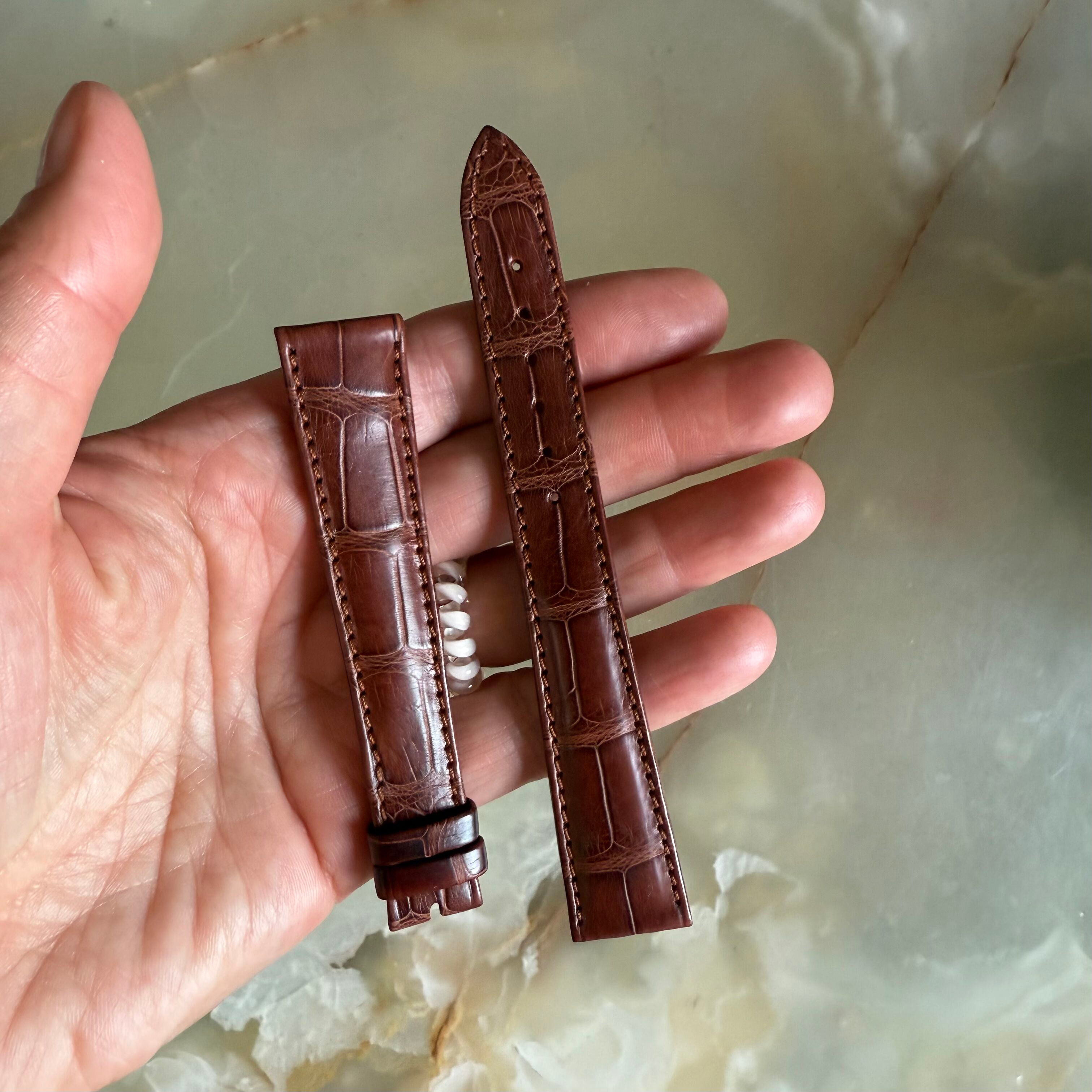 Authentic Breguet Brown Crocodile Watch Strap Band 19mm Padded & Stitched