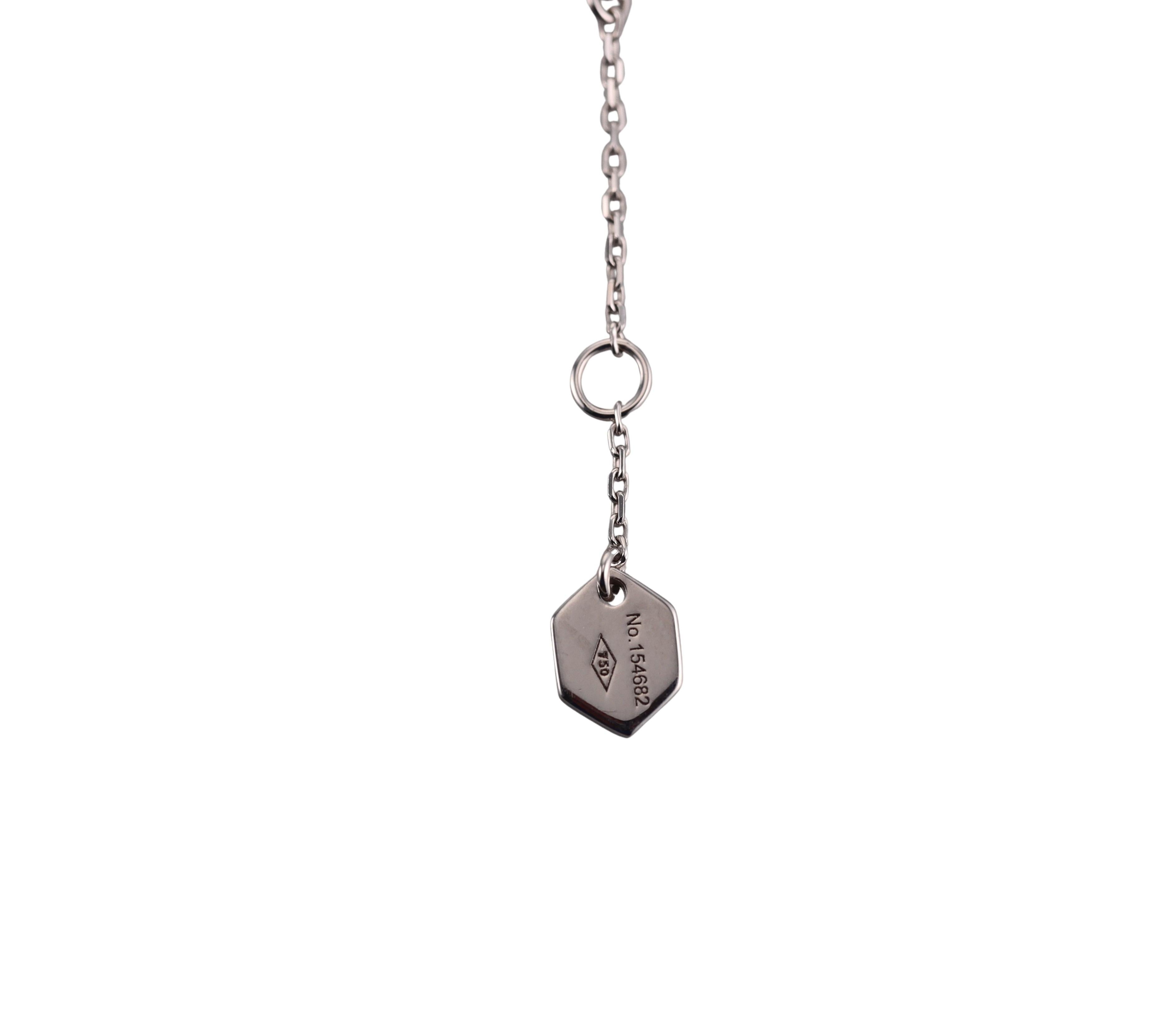 Marli 18k White Gold Diamond Pink Quartz Pendant Necklace
