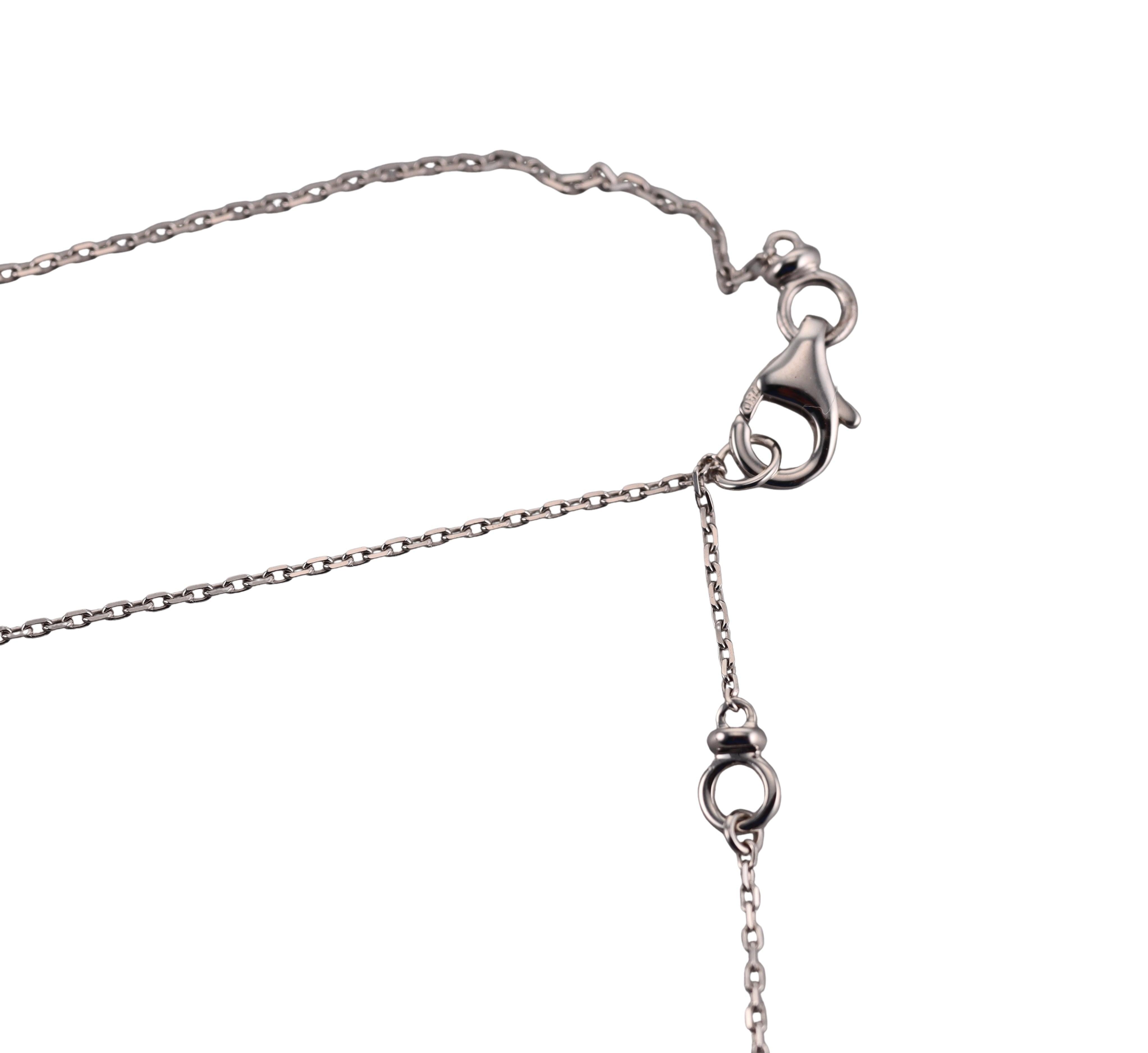 Marli 18k White Gold Diamond Pink Quartz Pendant Necklace