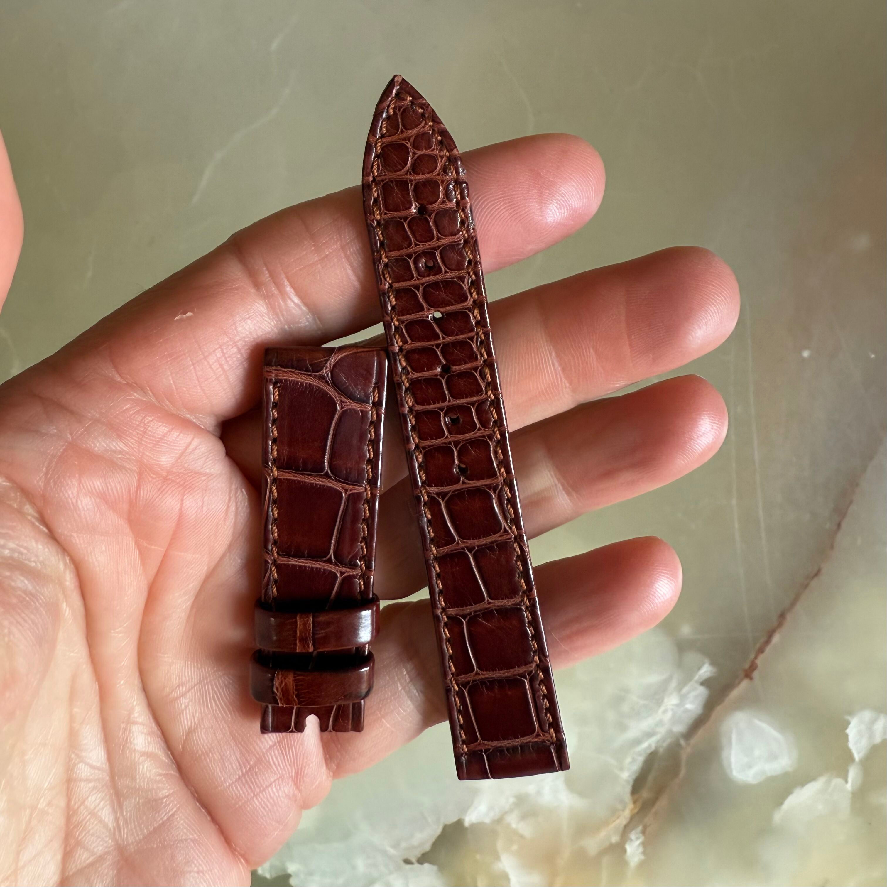 Authentic Breguet Brown Crocodile Watch Strap Band 16mm Stitched