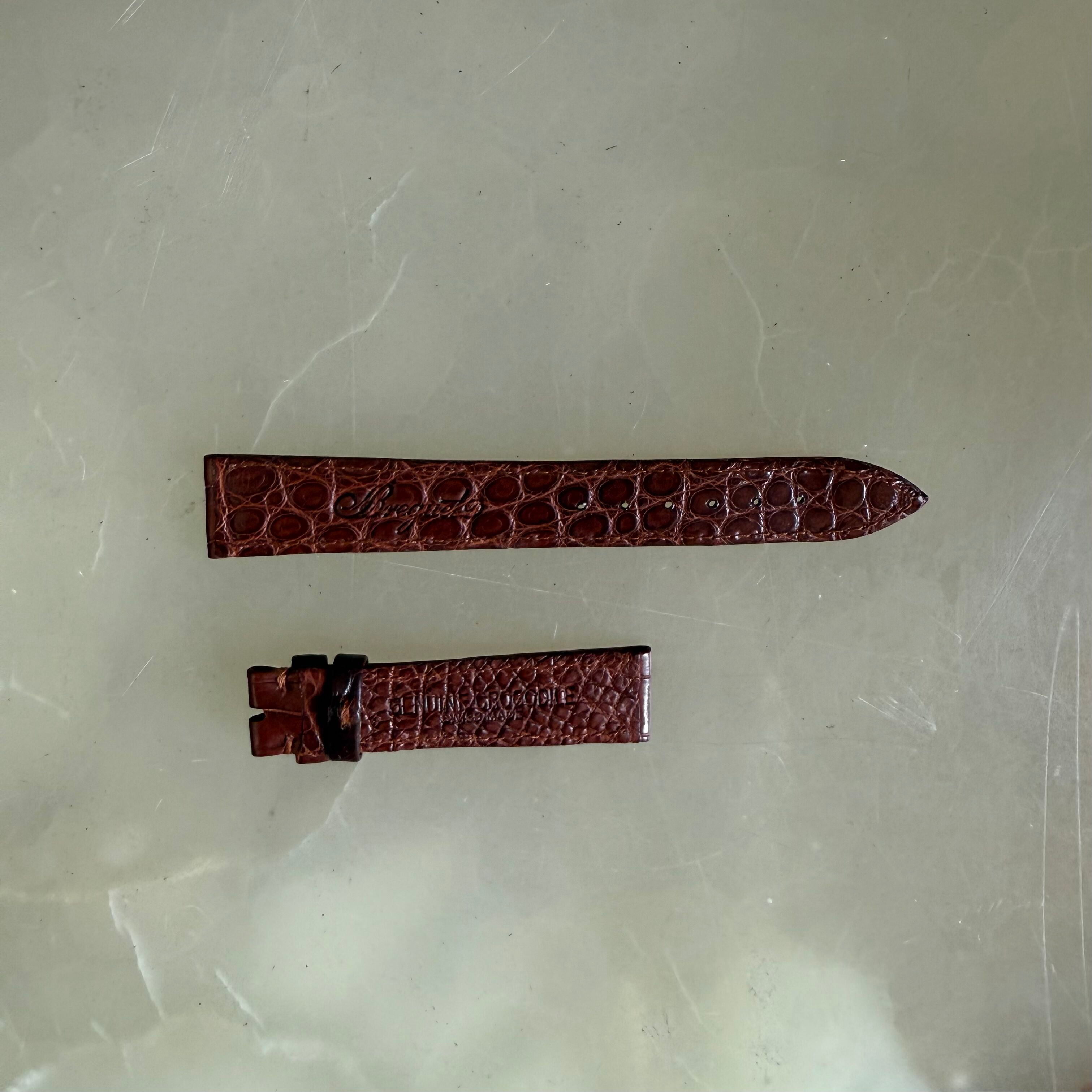 Authentic Breguet Brown Crocodile Watch Strap Band 16mm Stitched