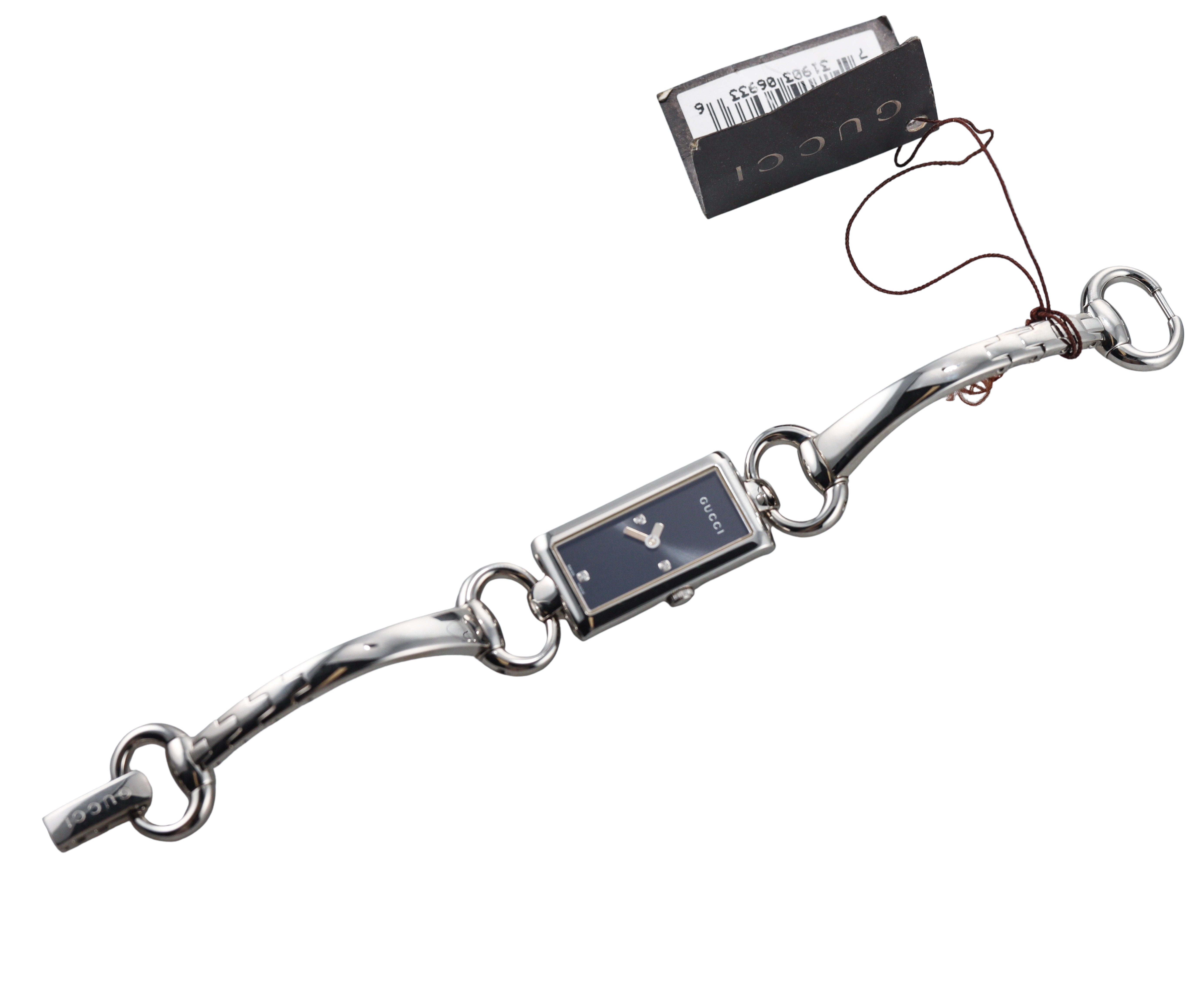 Gucci Tornabuoni Diamond Steel Black Dial Ladies Watch YA119503