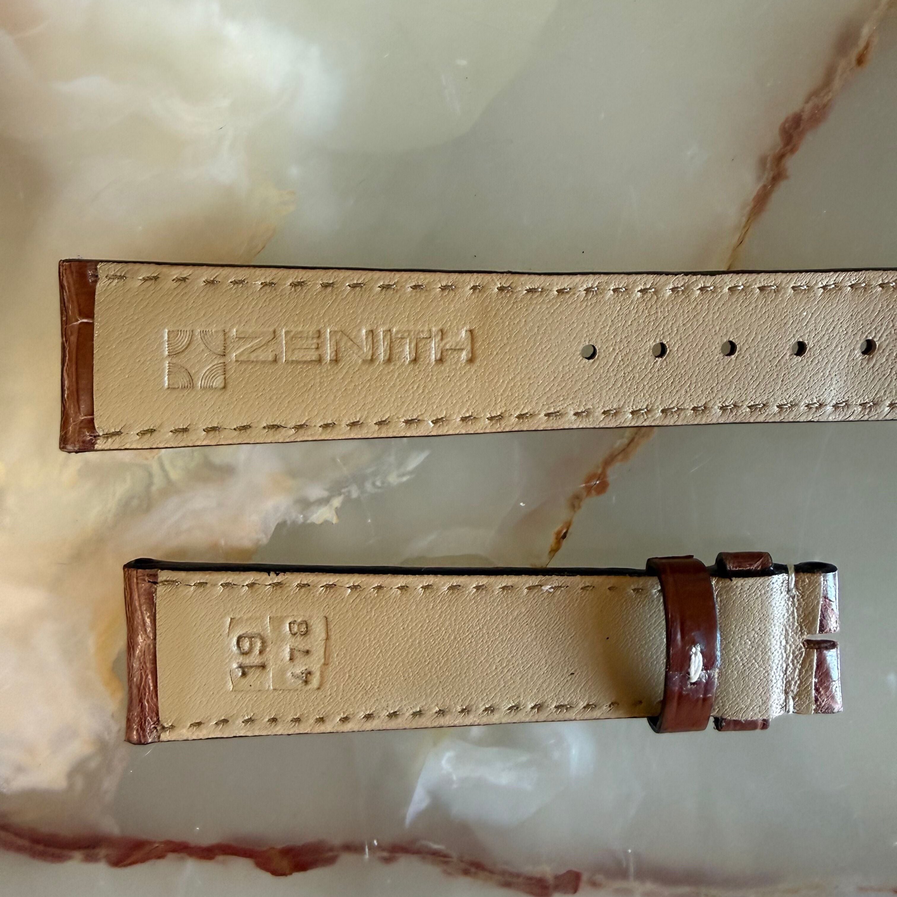 Authentic Zenith Brown Alligator Watch Strap Band 19mm 19-478